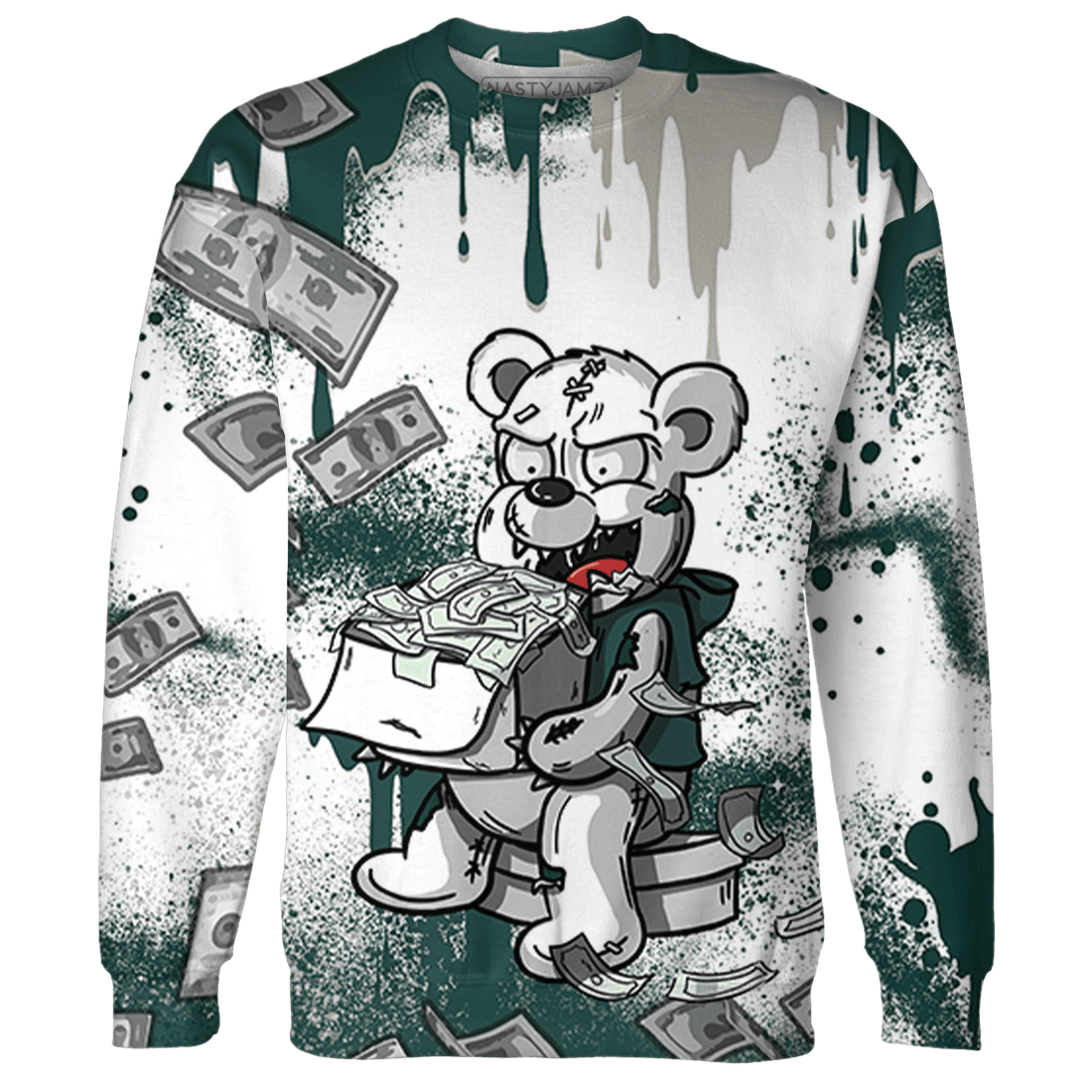Oxidized Green 4s Sweatshirt Match Cash Money 3D All-Over Print Splash Paint - NastyJamz
