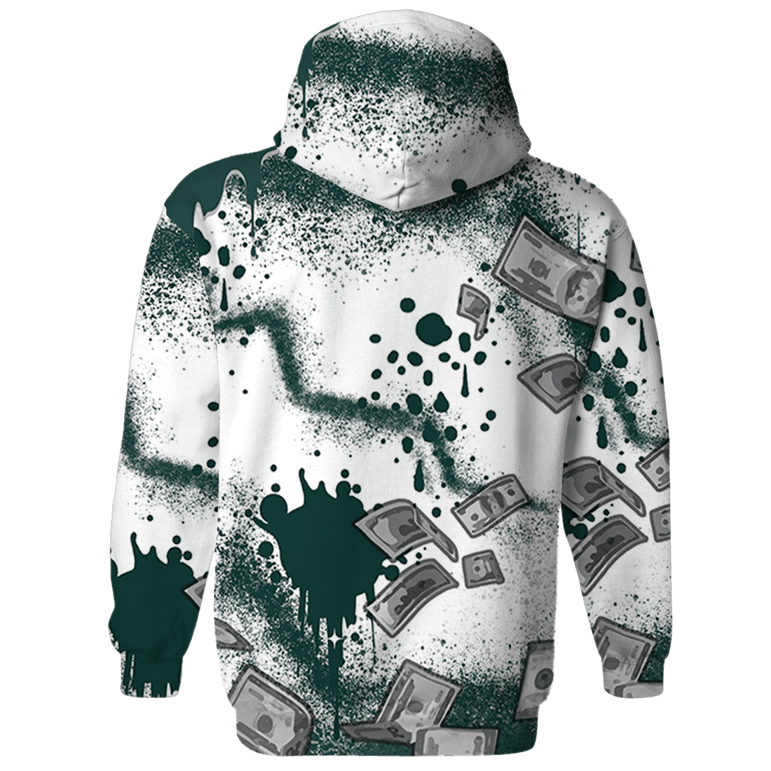 Oxidized Green 4s Hoodie Match Cash Money 3D All-Over Print Splash Paint - NastyJamz