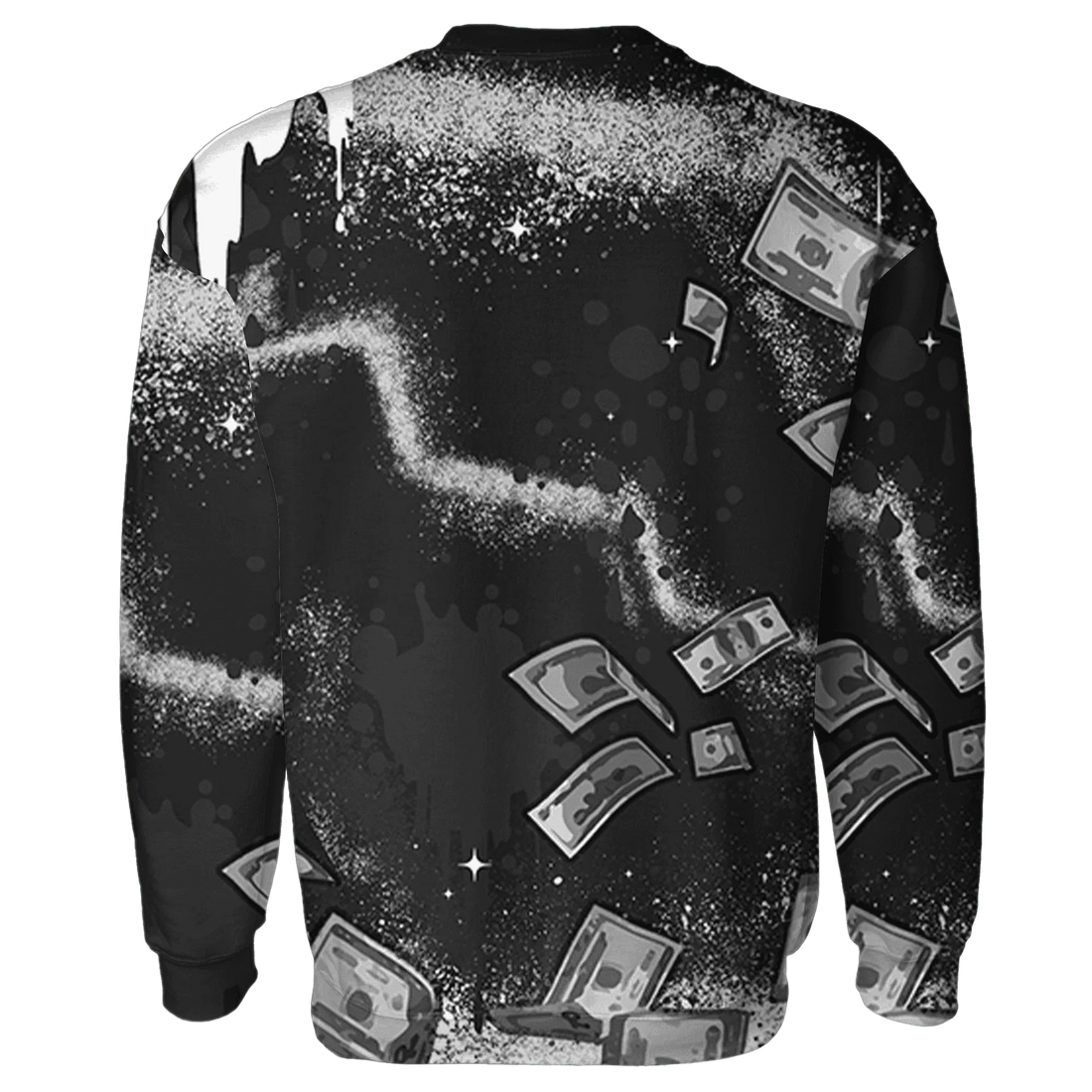 White-Thunder-4s-Sweatshirt-Match-Cash-Money-3D-Splash-Paint