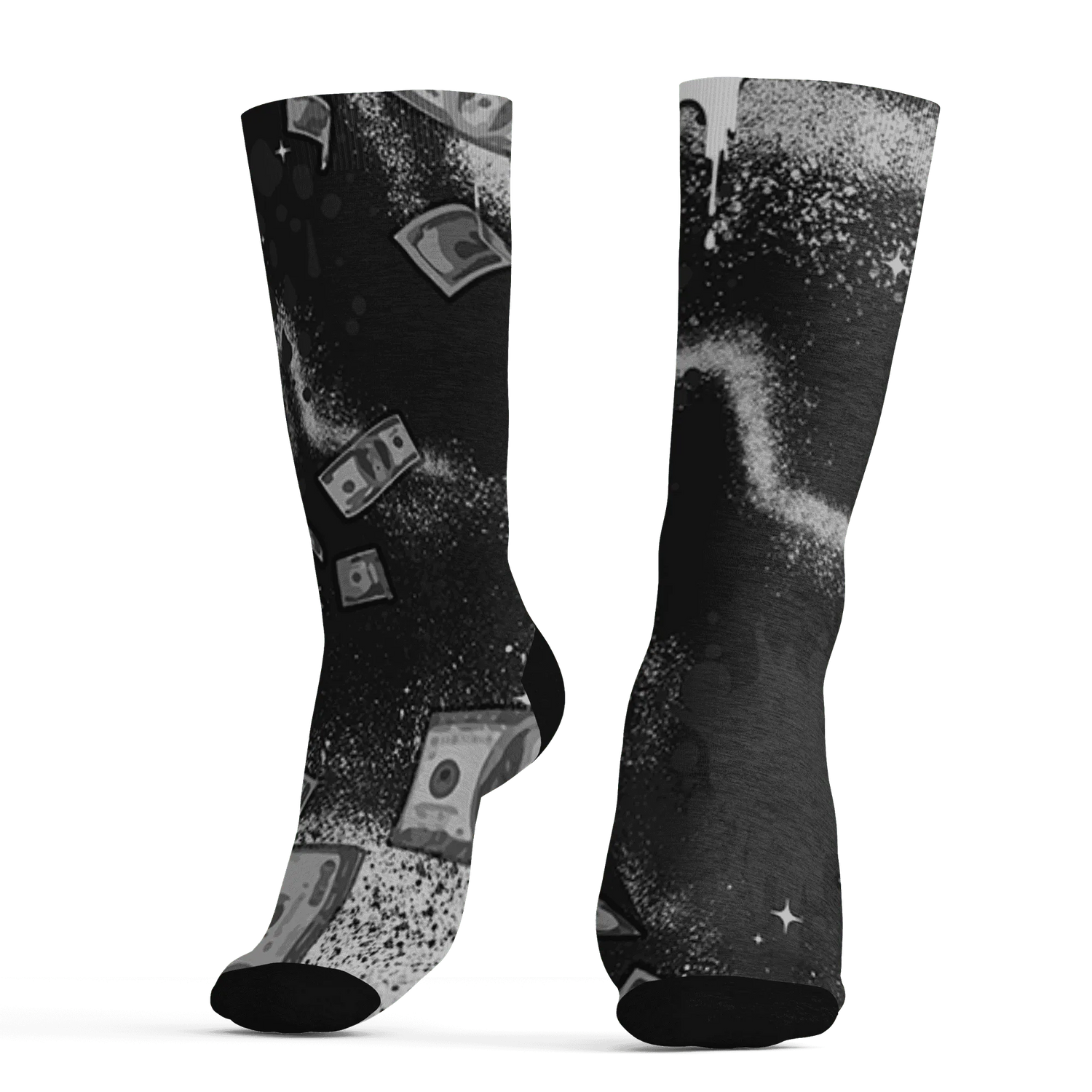 White-Thunder-4s-Socks-Match-Cash-Money-3D-Splash-Paint