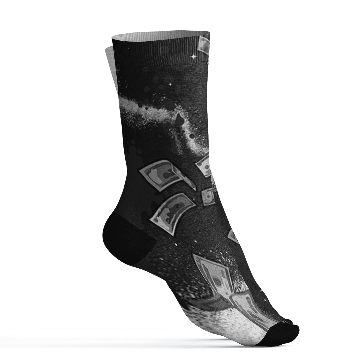 White-Thunder-4s-Socks-Match-Cash-Money-3D-Splash-Paint