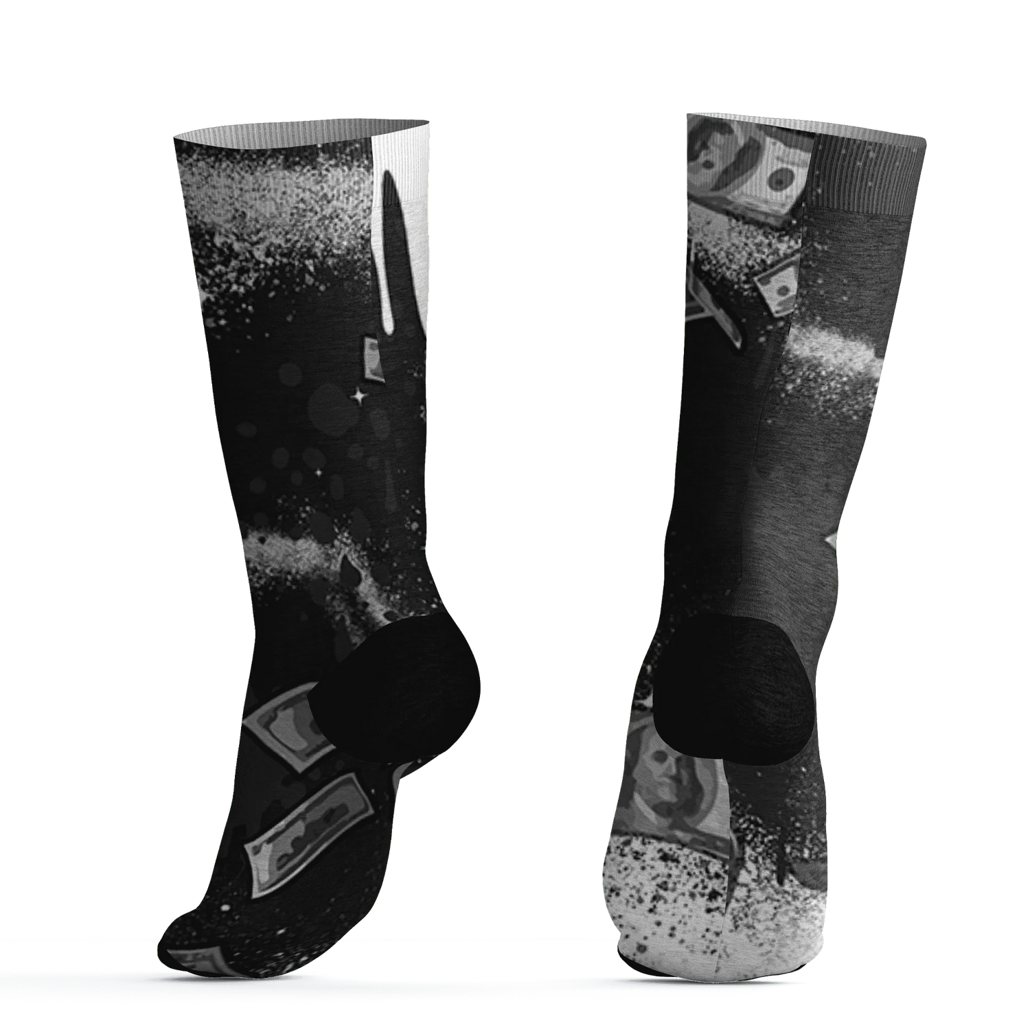 White-Thunder-4s-Socks-Match-Cash-Money-3D-Splash-Paint