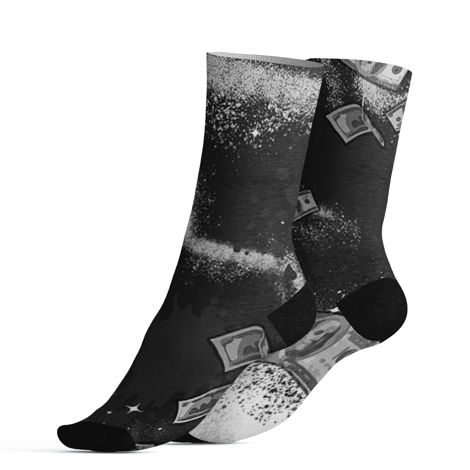 White-Thunder-4s-Socks-Match-Cash-Money-3D-Splash-Paint