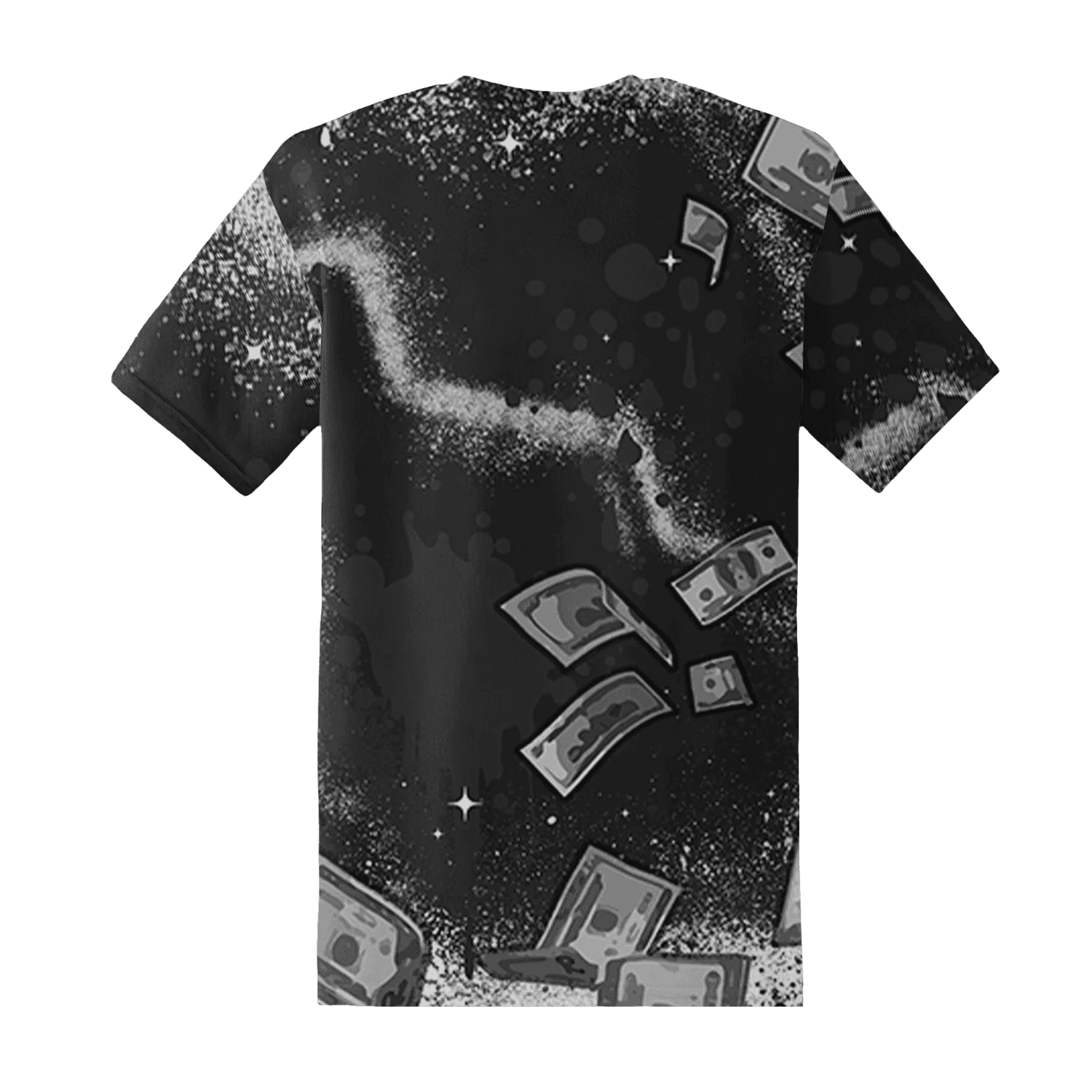 White-Thunder-4s-T-Shirt-Match-Cash-Money-3D-Splash-Paint