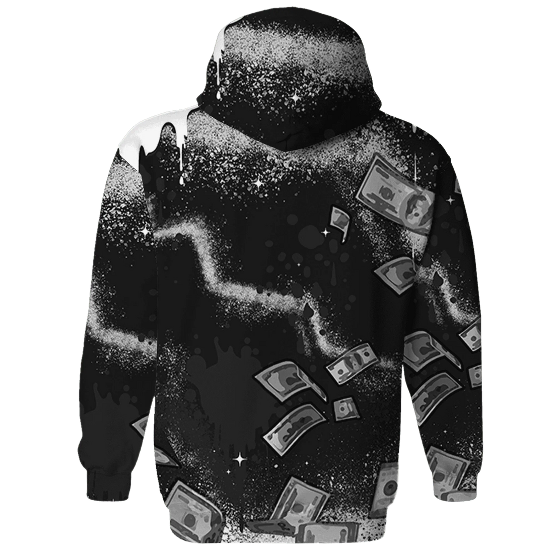 White-Thunder-4s-Hoodie-Match-Cash-Money-3D-Splash-Paint