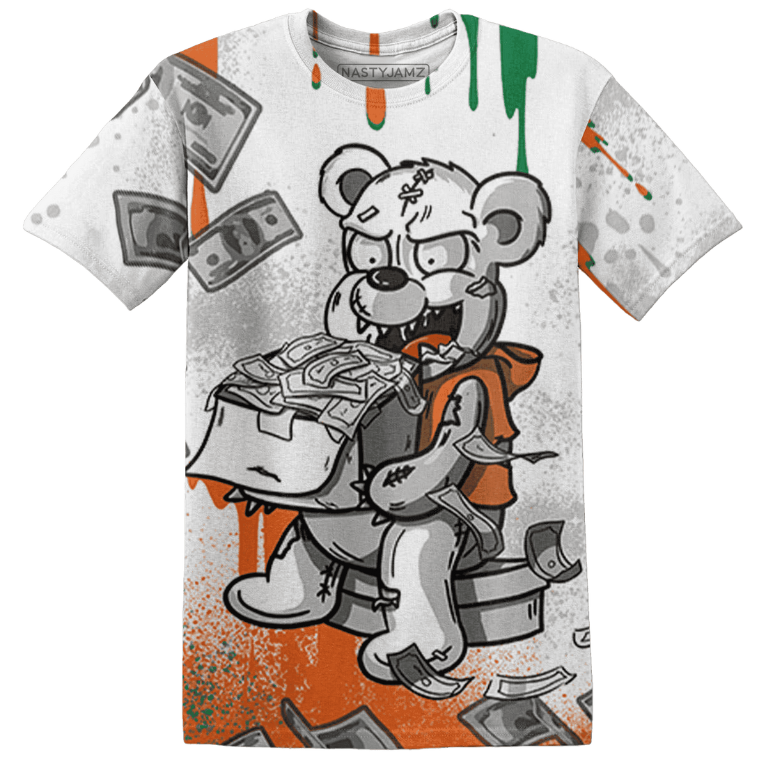 MAM Hurricanes 5s T Shirt Match Cash Money 3D All-Over Print Splash Paint - NastyJamz