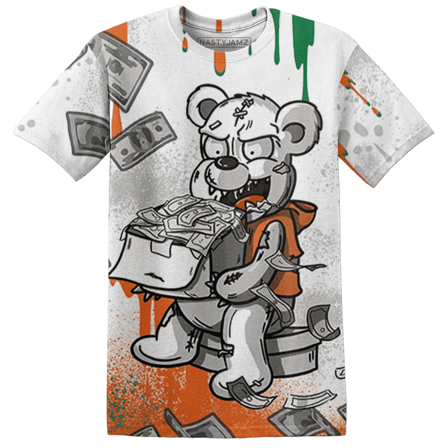 MAM Hurricanes 5s T Shirt Match Cash Money 3D All-Over Print Splash Paint - NastyJamz