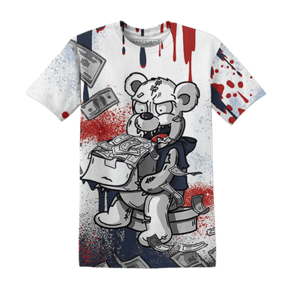 White-Navy-6s-T-Shirt-Match-Cash-Money-3D-Splash-Paint