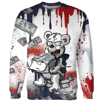 White-Navy-6s-Sweatshirt-Match-Cash-Money-3D-Splash-Paint