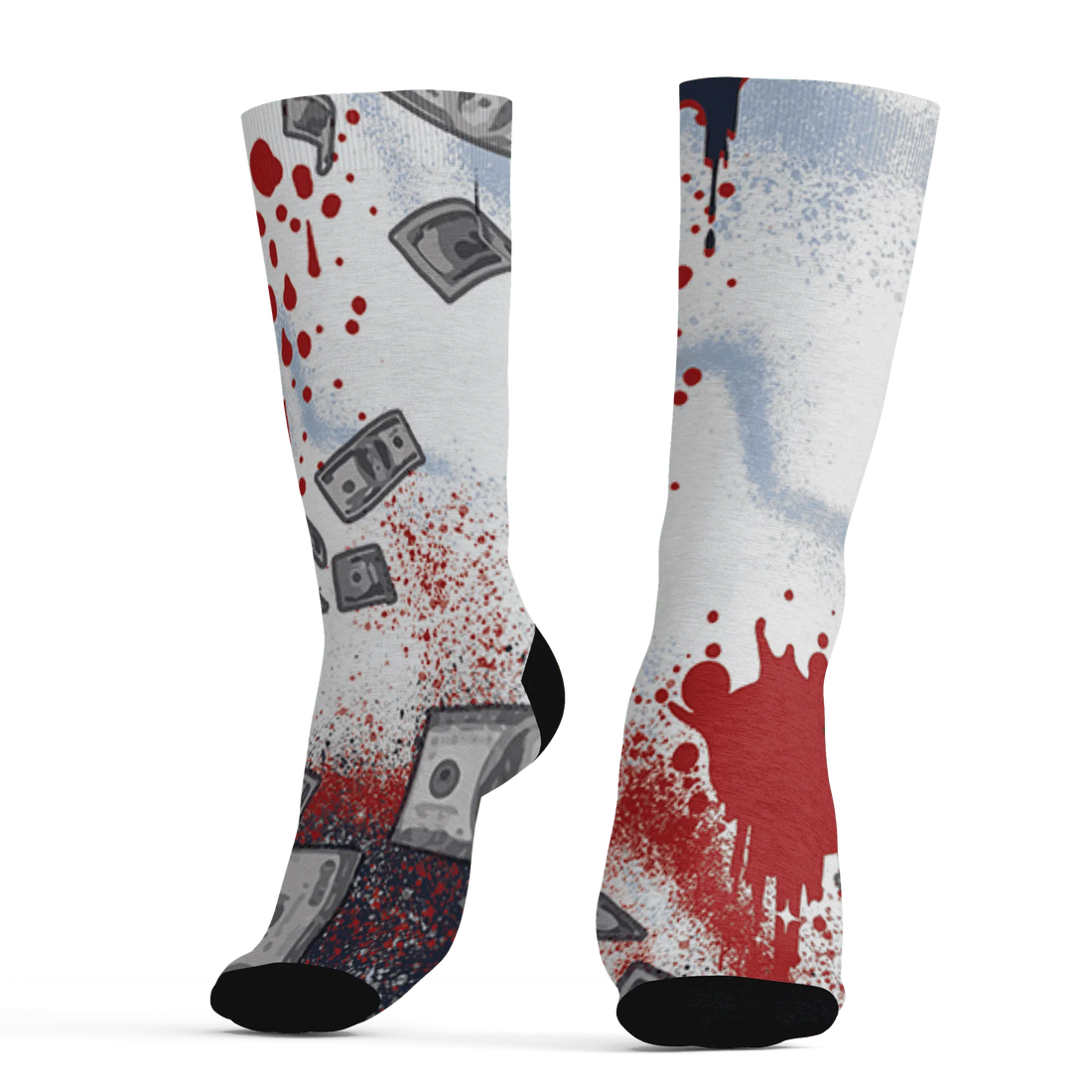 White-Navy-6s-Socks-Match-Cash-Money-3D-Splash-Paint