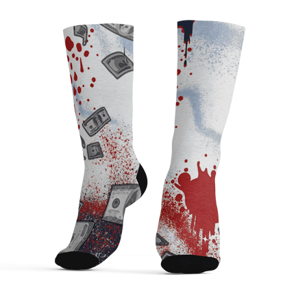 White-Navy-6s-Socks-Match-Cash-Money-3D-Splash-Paint