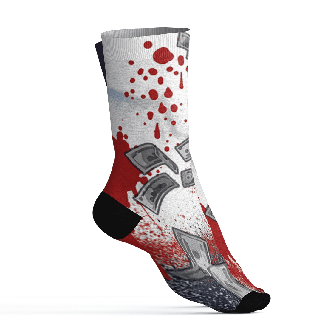 White-Navy-6s-Socks-Match-Cash-Money-3D-Splash-Paint
