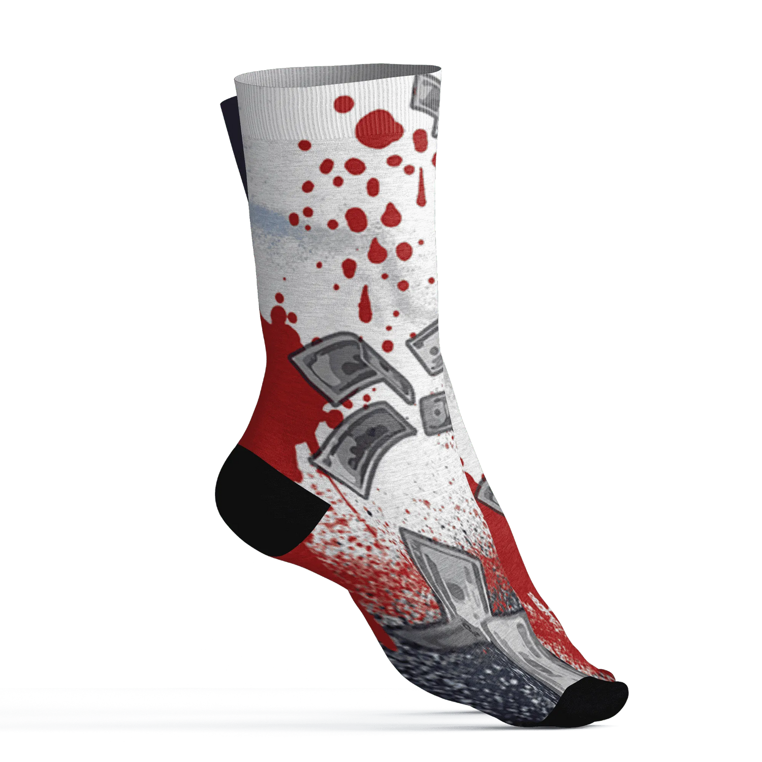 White-Navy-6s-Socks-Match-Cash-Money-3D-Splash-Paint