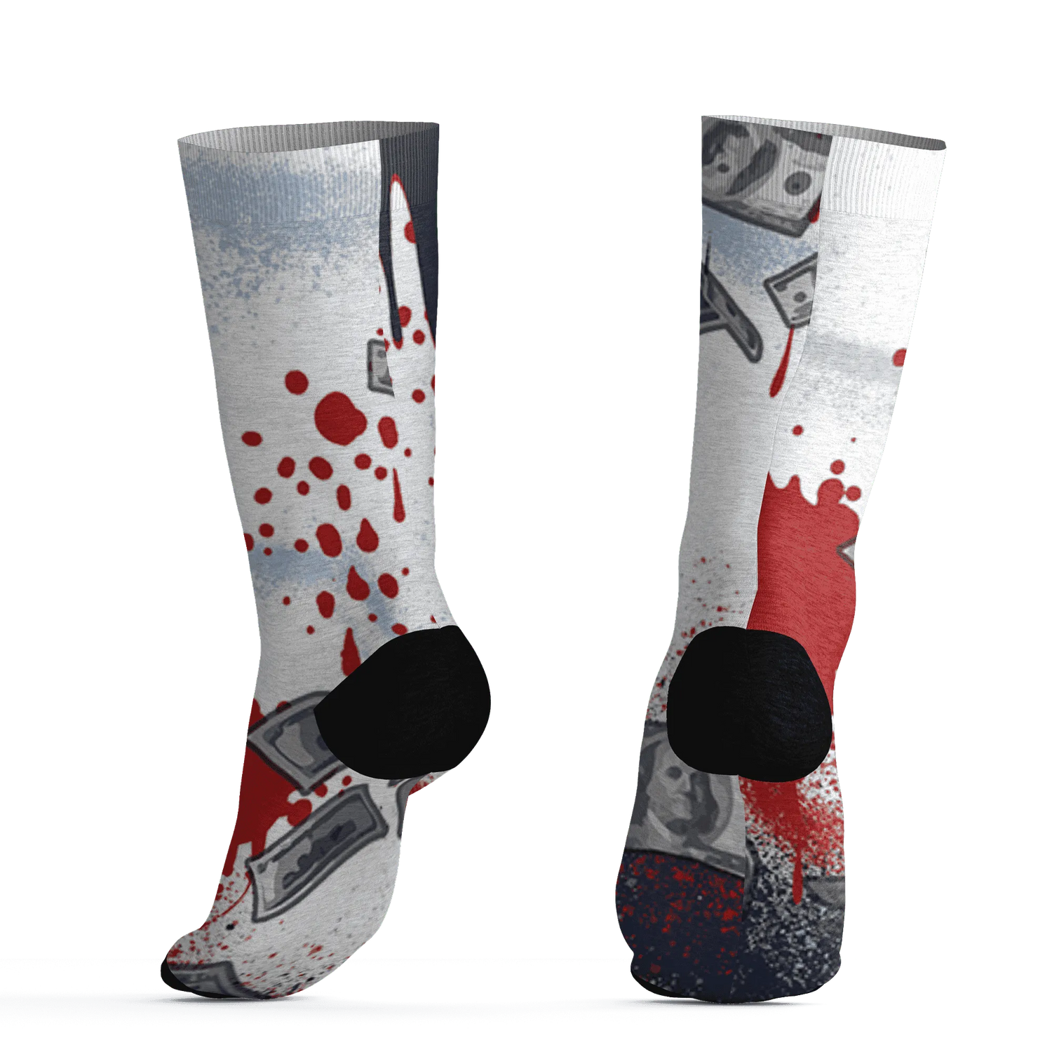White-Navy-6s-Socks-Match-Cash-Money-3D-Splash-Paint