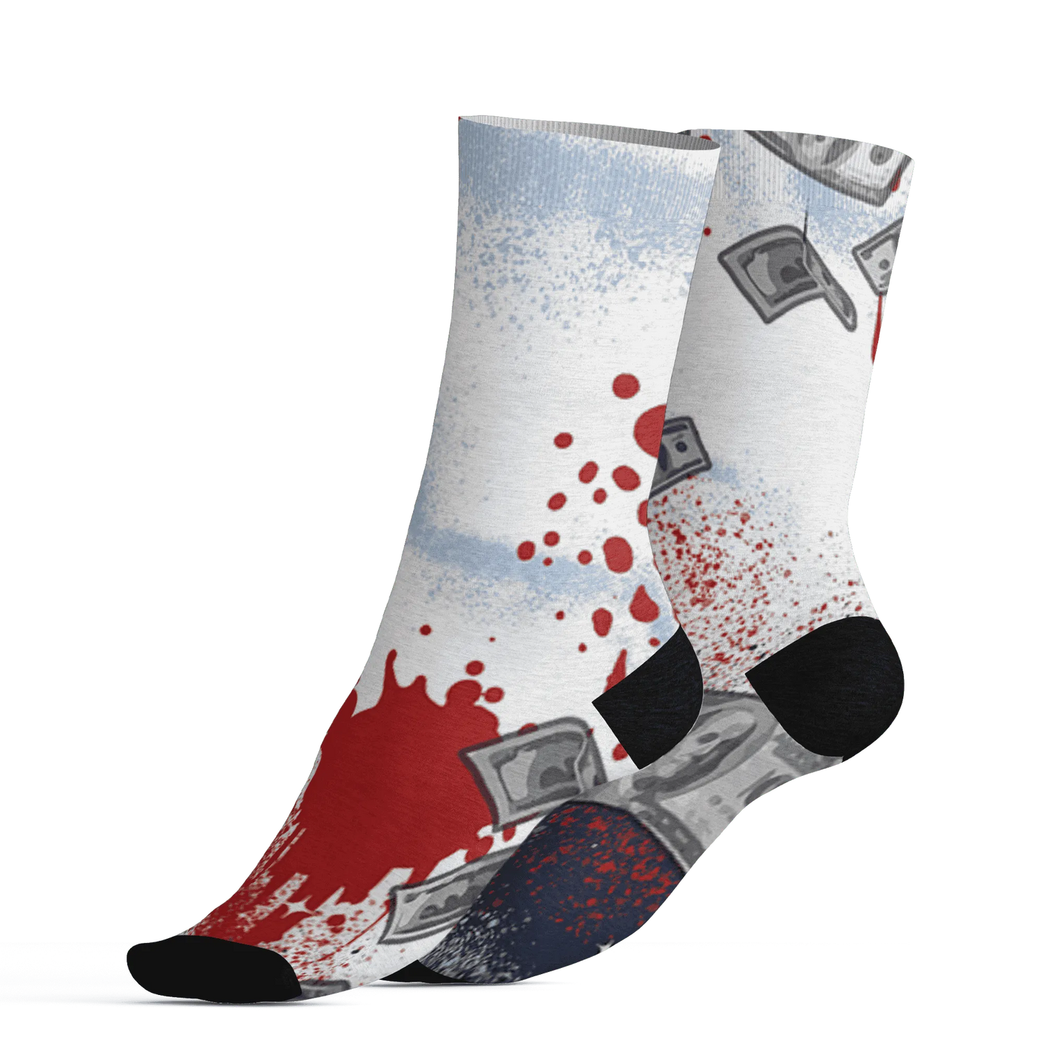 White-Navy-6s-Socks-Match-Cash-Money-3D-Splash-Paint