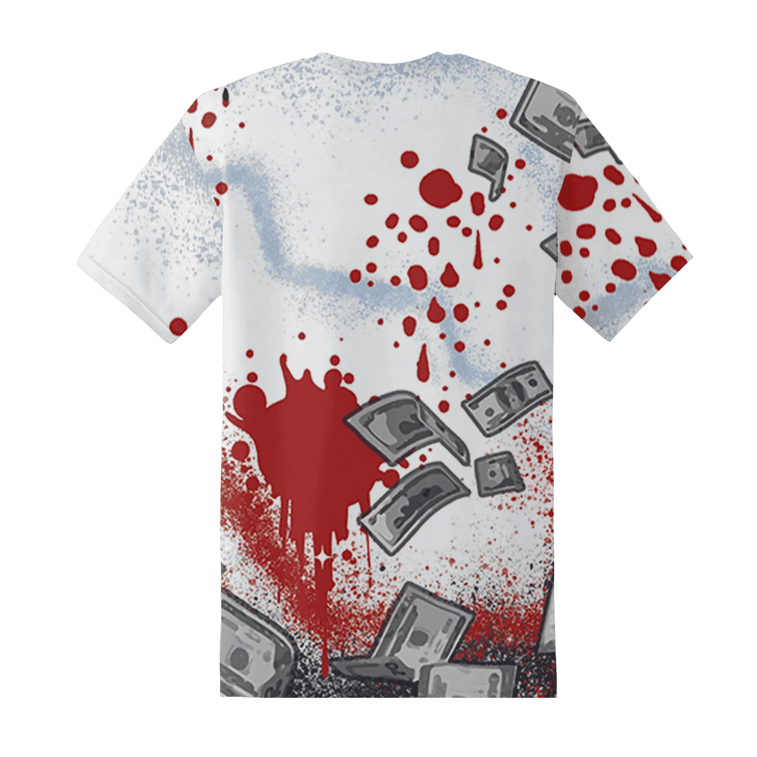 White-Navy-6s-T-Shirt-Match-Cash-Money-3D-Splash-Paint