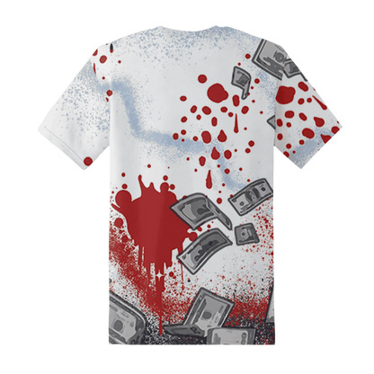 White-Navy-6s-T-Shirt-Match-Cash-Money-3D-Splash-Paint