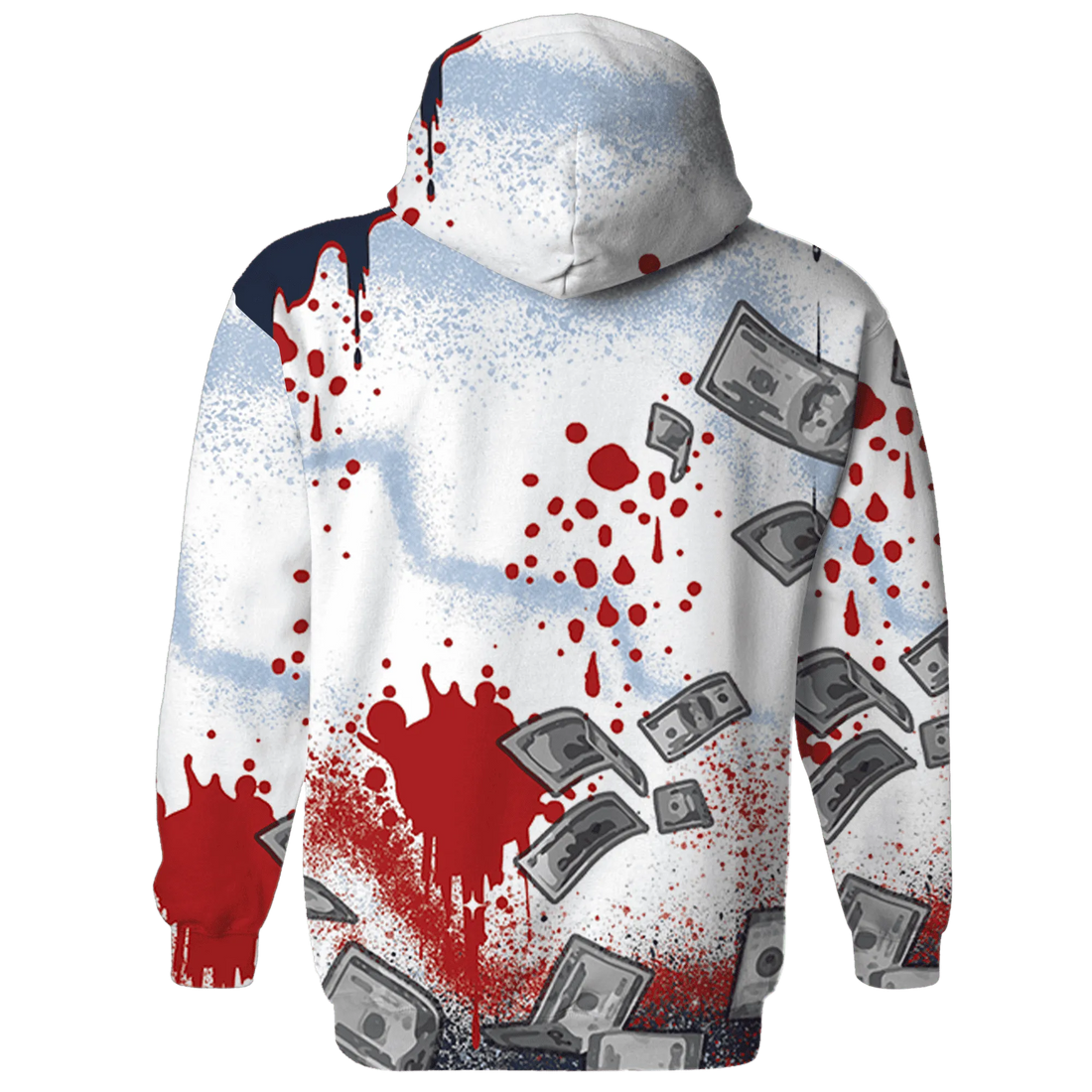 White-Navy-6s-Hoodie-Match-Cash-Money-3D-Splash-Paint