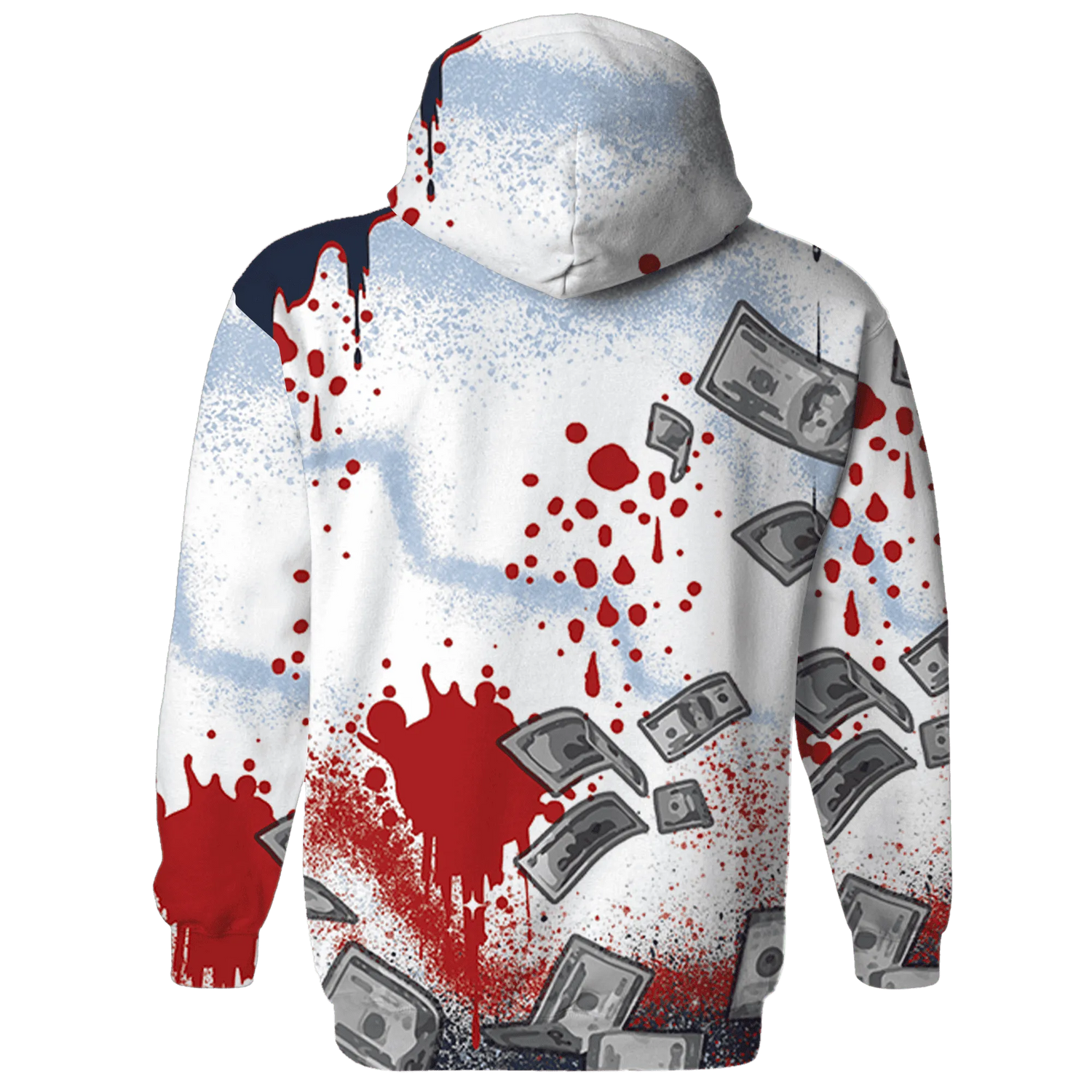 White-Navy-6s-Hoodie-Match-Cash-Money-3D-Splash-Paint