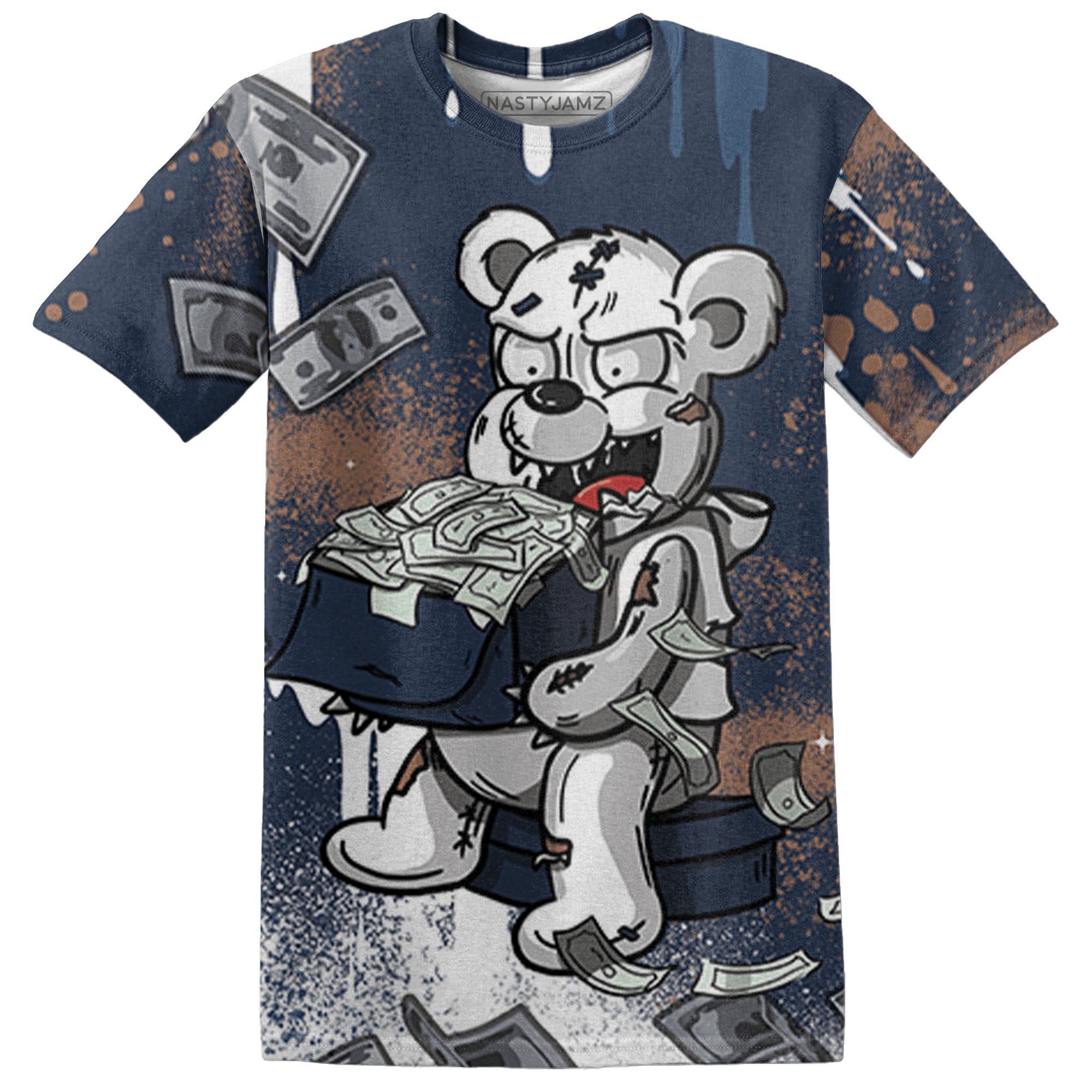 AM 1 86 Jackie RBS T Shirt Match Cash Money 3D All-Over Print Splash Paint - NastyJamz