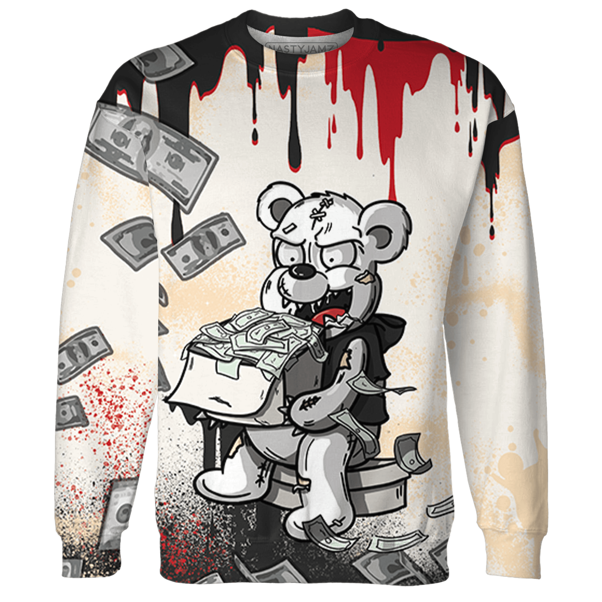 Jumman Jack University Red Sweatshirt Match Cash Money 3D All-Over Print Splash Paint - NastyJamz