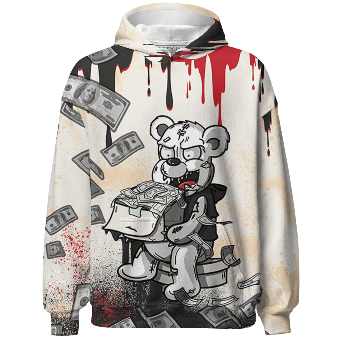 Jumman Jack University Red Hoodie Match Cash Money 3D All-Over Print Splash Paint - NastyJamz