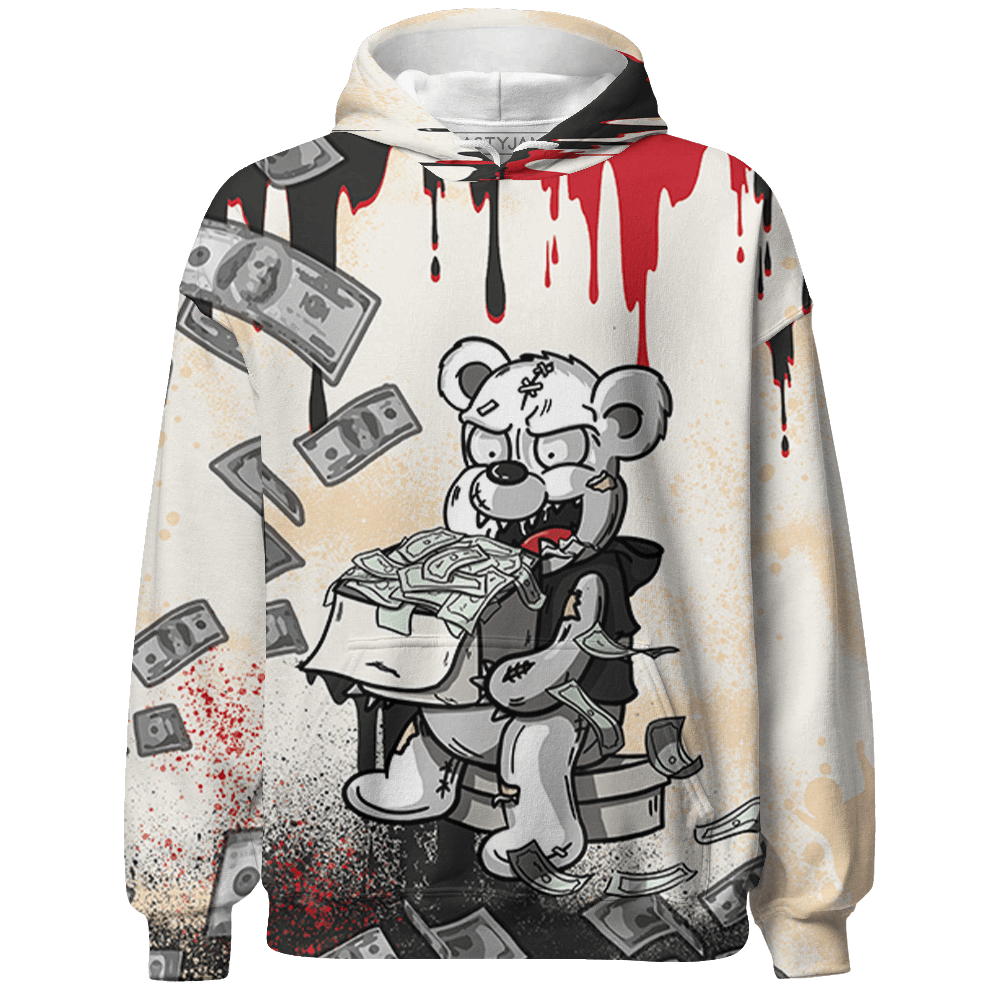 Jumman Jack University Red Hoodie Match Cash Money 3D All-Over Print Splash Paint - NastyJamz