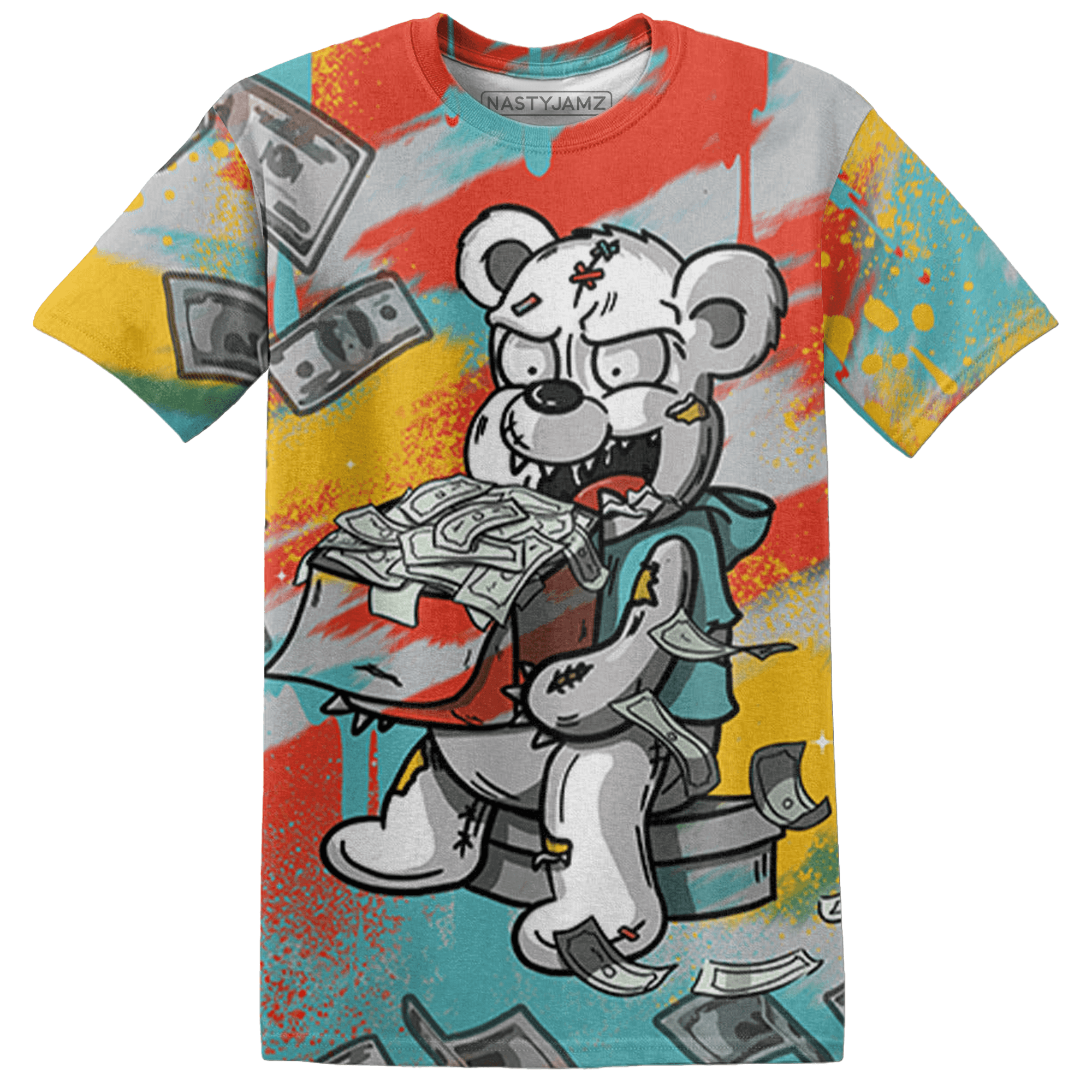 KB 8 Protro Venice Beach T Shirt Match Cash Money 3D All-Over Print Splash Paint - NastyJamz