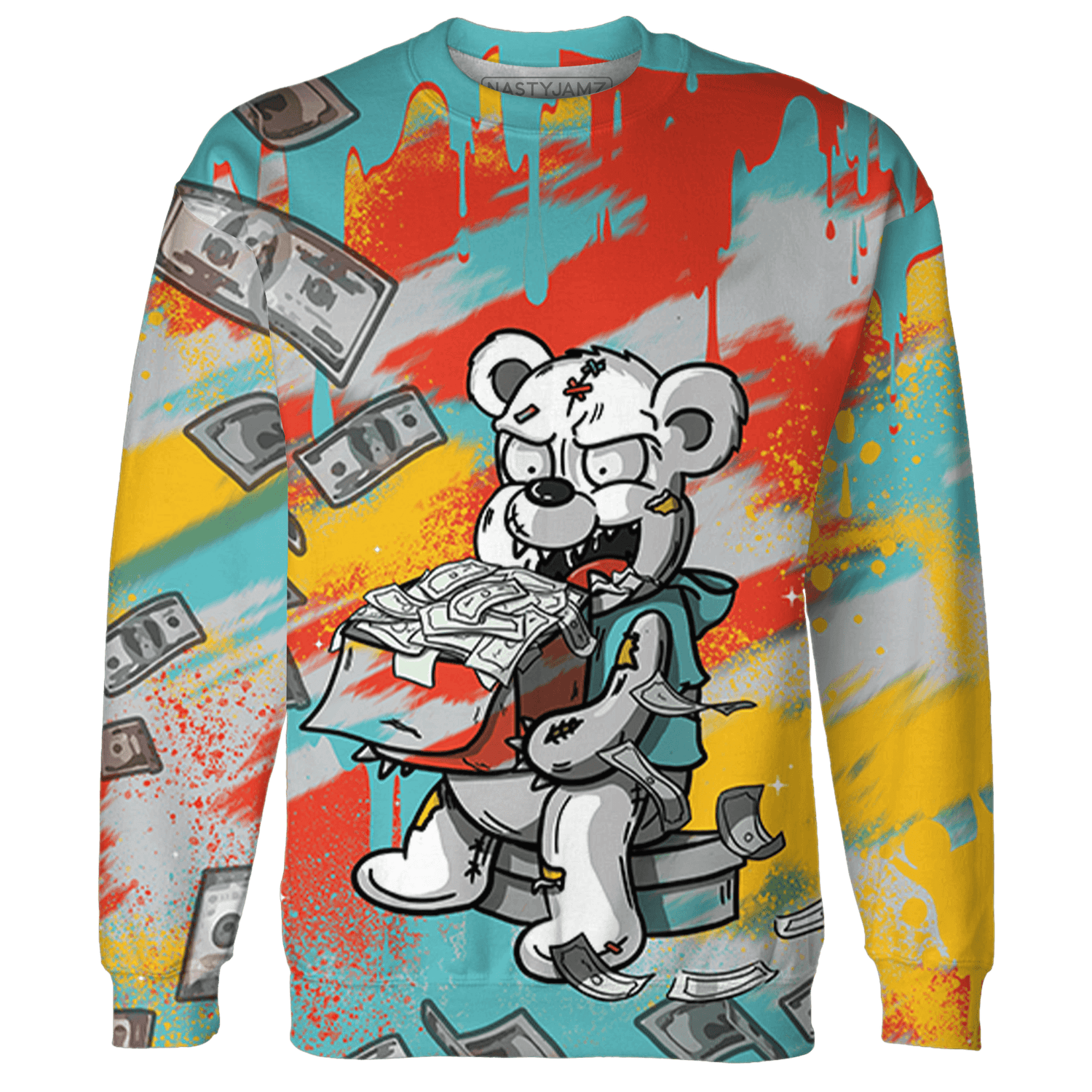 KB 8 Protro Venice Beach Sweatshirt Match Cash Money 3D All-Over Print Splash Paint - NastyJamz