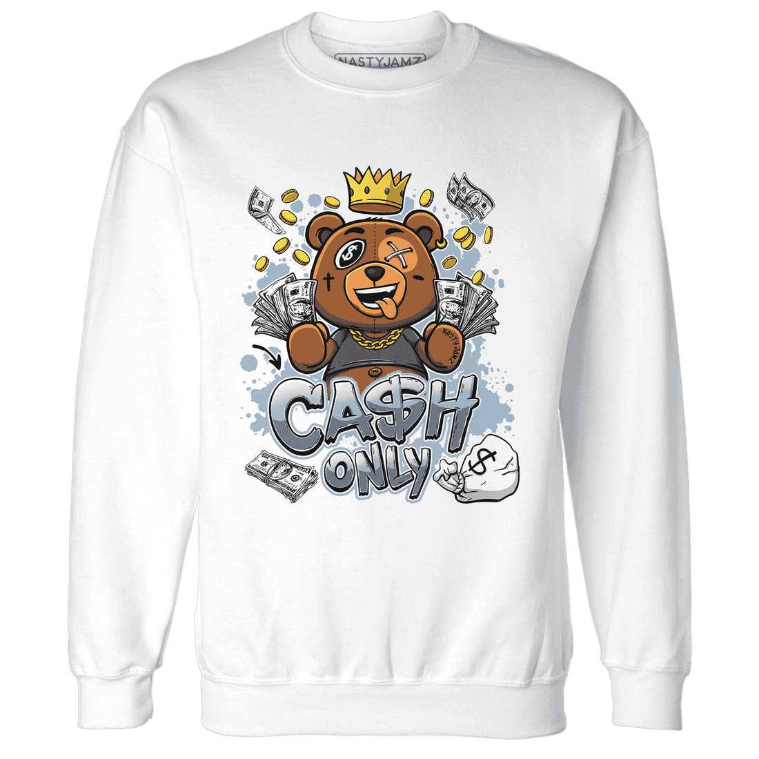 Mid Diffused Blue Grey 1s Sweatshirt Match Cash Only BER - NastyJamz