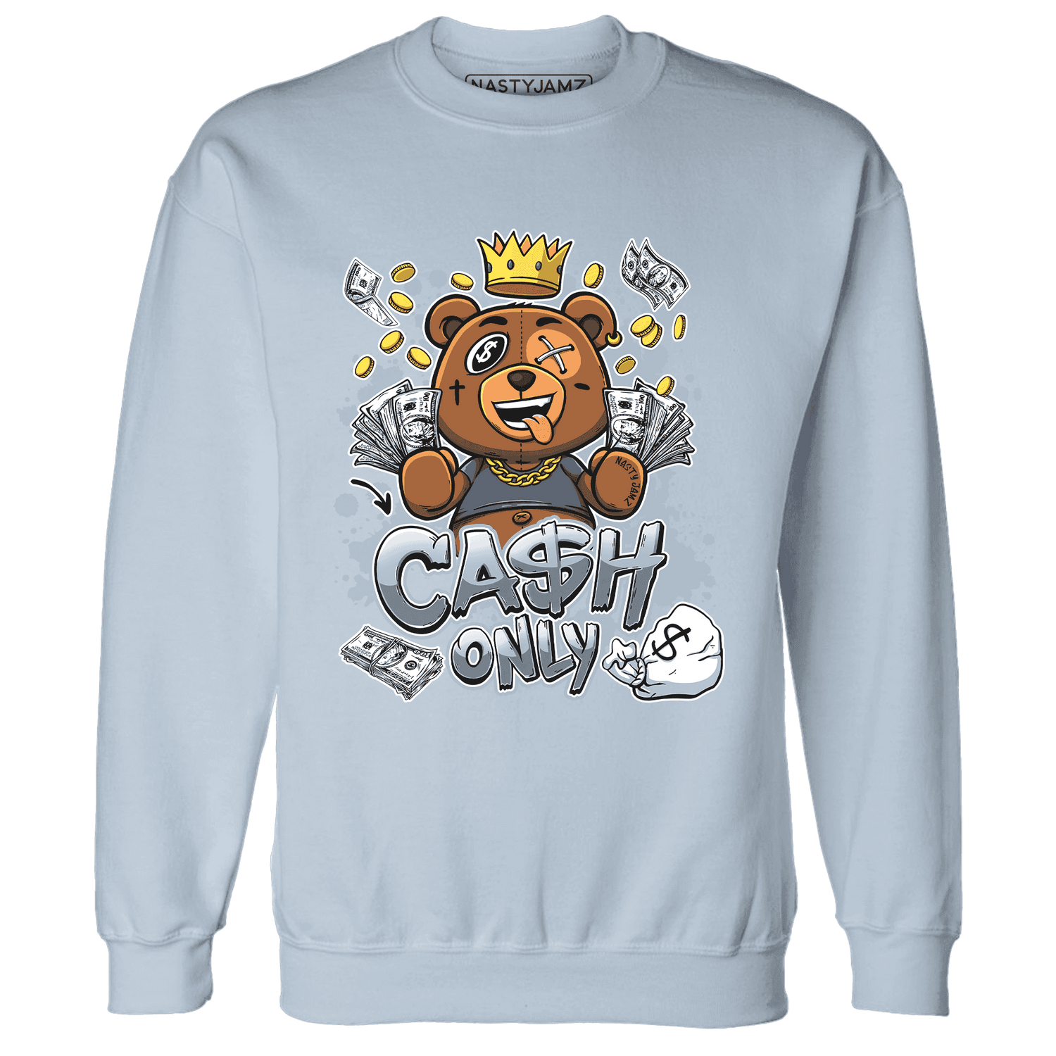 Mid Diffused Blue Grey 1s Sweatshirt Match Cash Only BER - NastyJamz