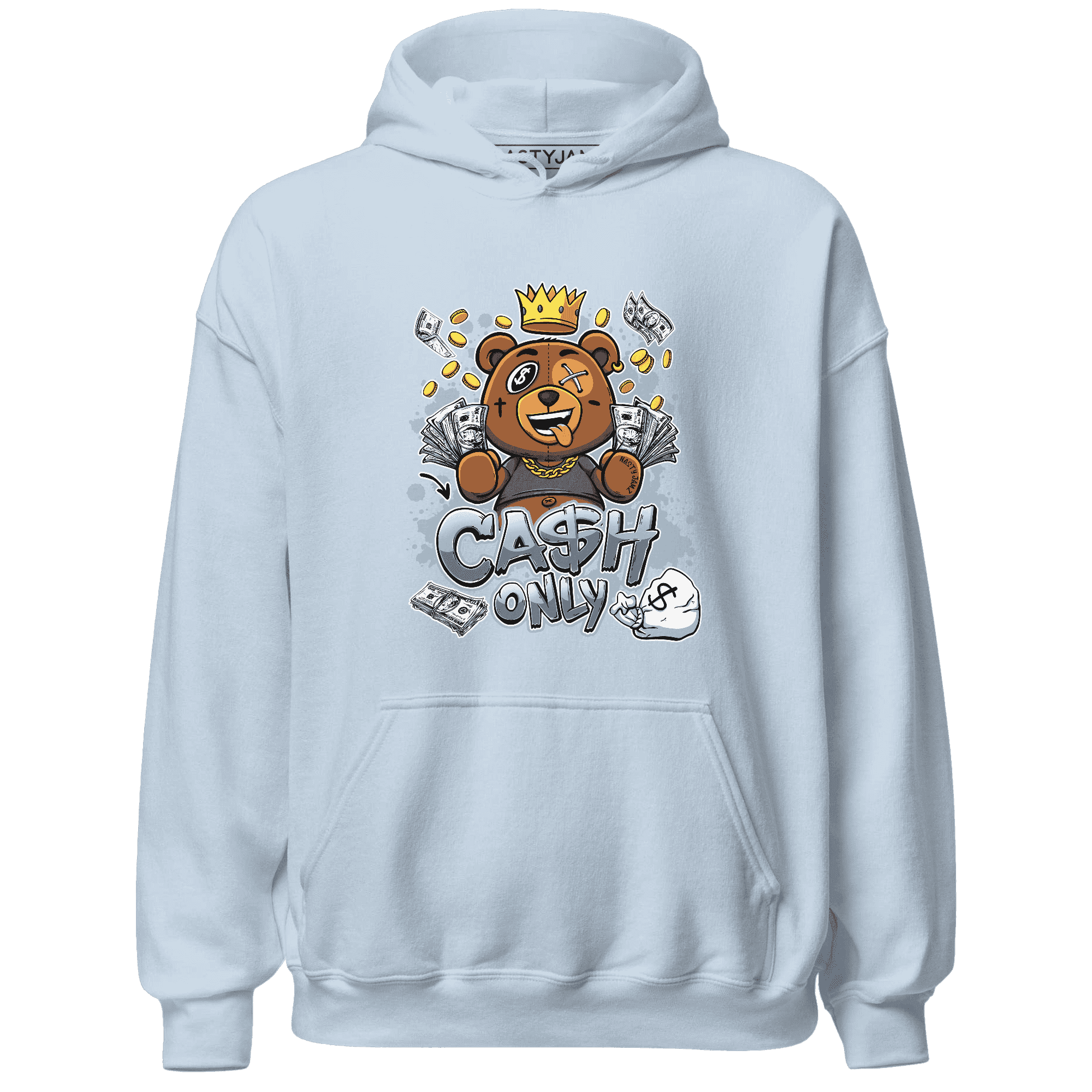 Mid Diffused Blue Grey 1s Hoodie Match Cash Only BER - NastyJamz