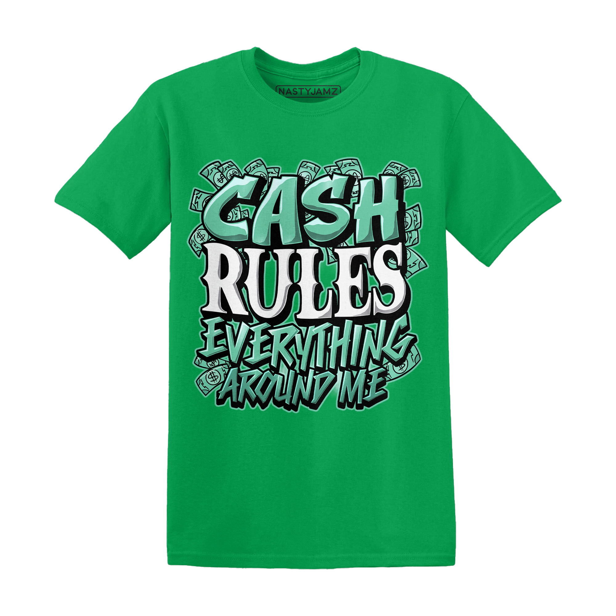 High OG Green Glow 1s T Shirt Match Cash Rule E A M - NastyJamz