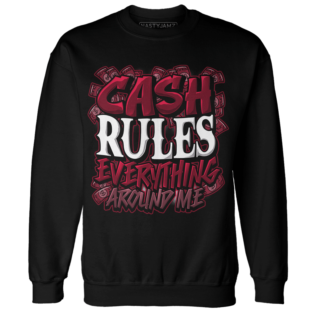 High White Team Red 1s Sweatshirt Match Cash Rule E A M - NastyJamz