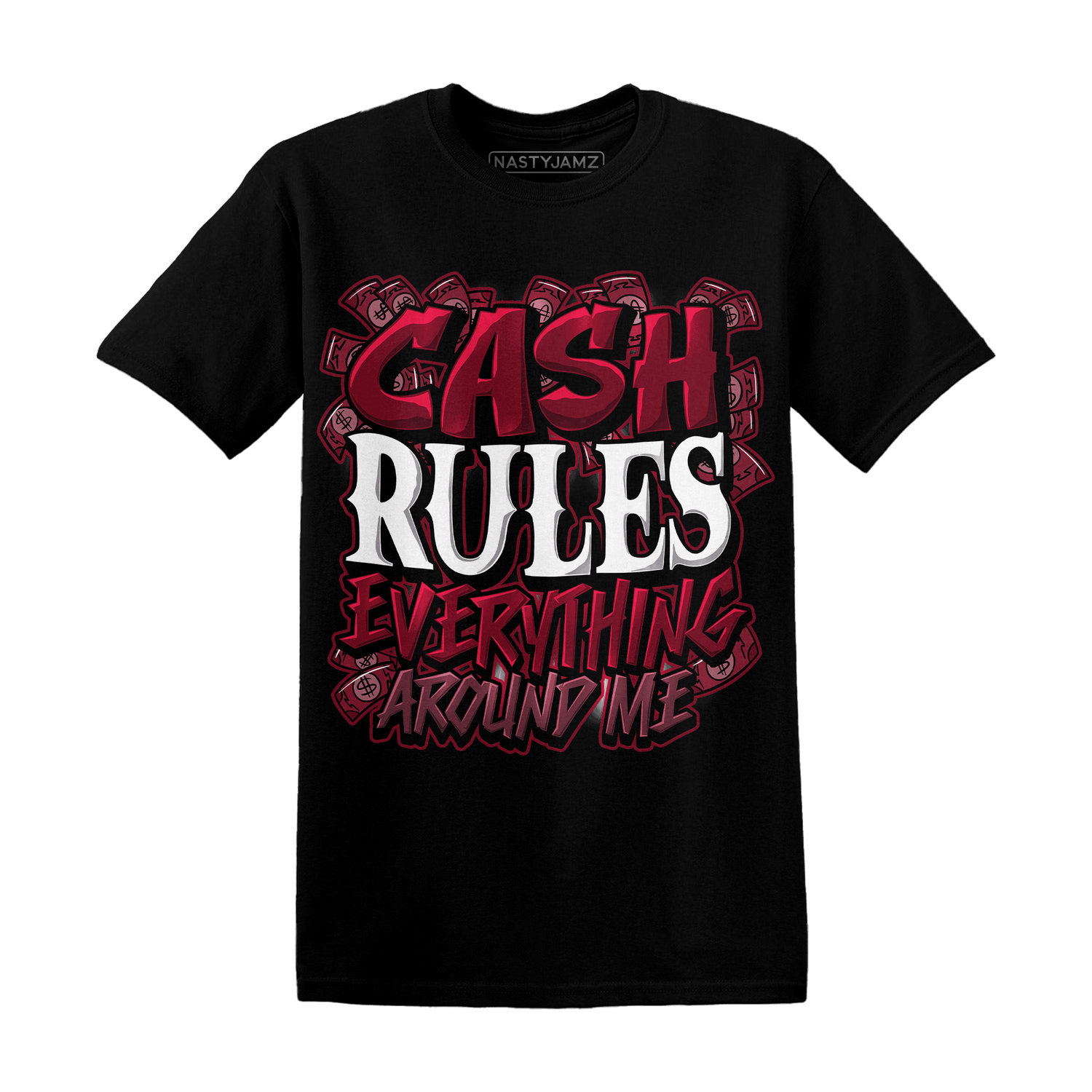 High White Team Red 1s T Shirt Cash Rule E A M - NastyJamz