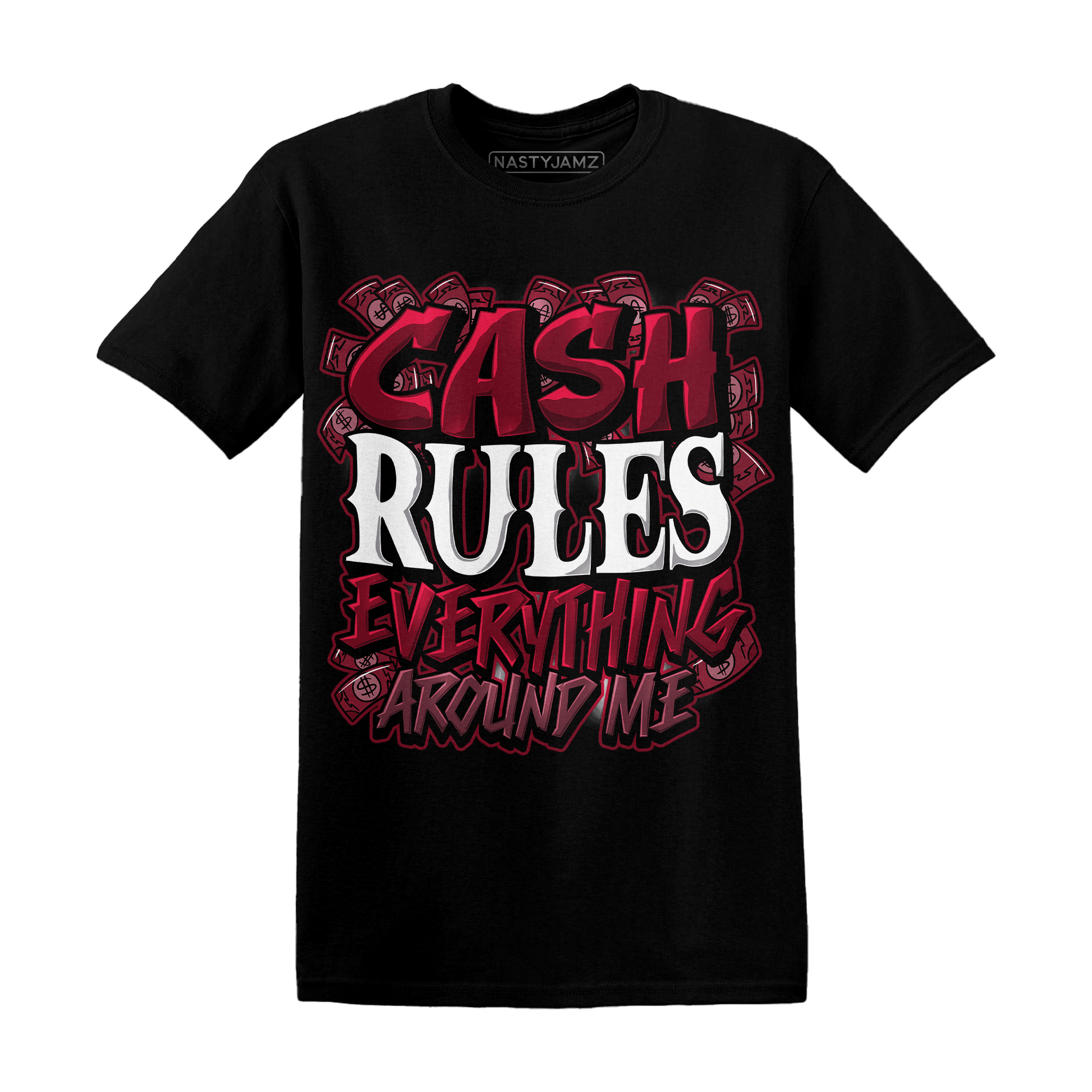 High White Team Red 1s T Shirt Cash Rule E A M - NastyJamz