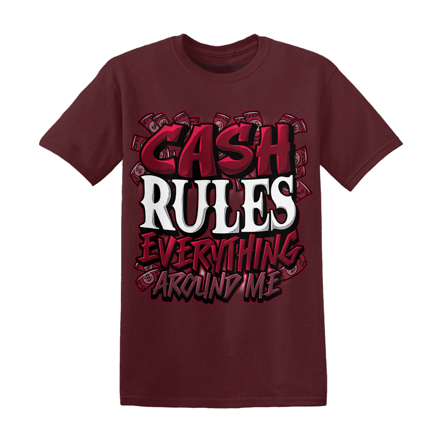 High White Team Red 1s T Shirt Cash Rule E A M - NastyJamz