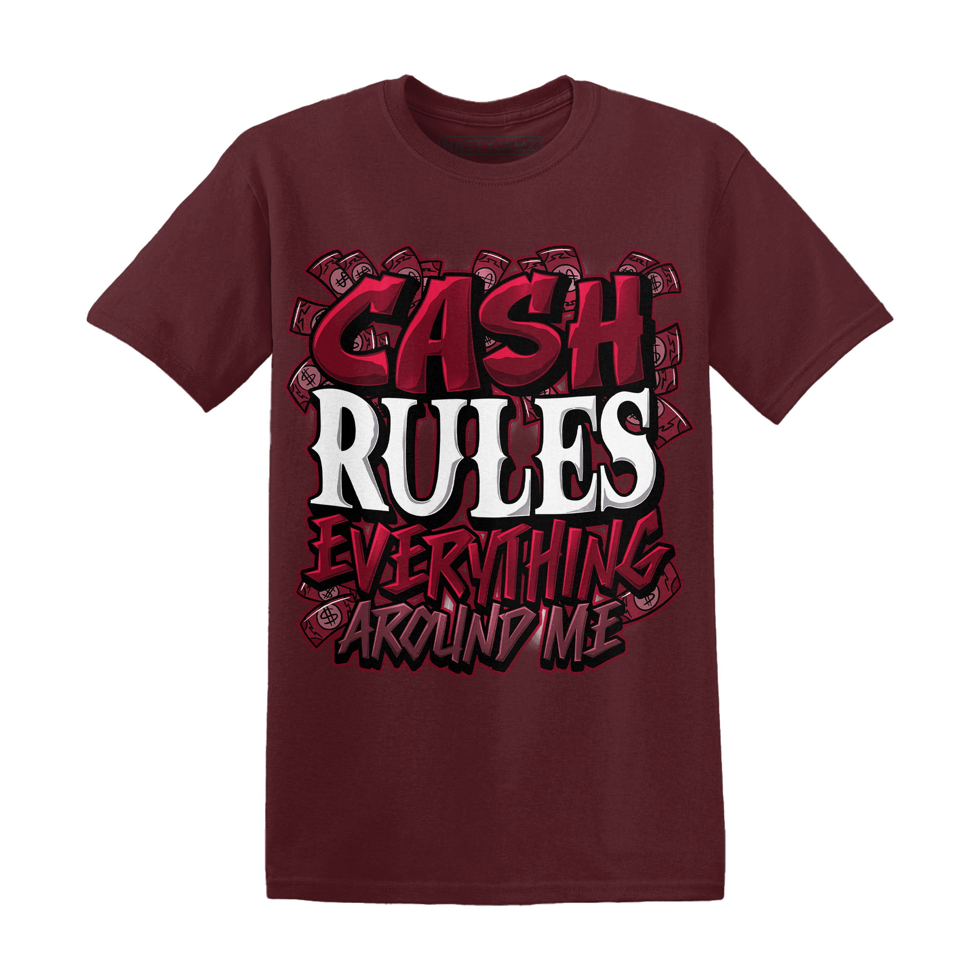 High White Team Red 1s T Shirt Cash Rule E A M - NastyJamz
