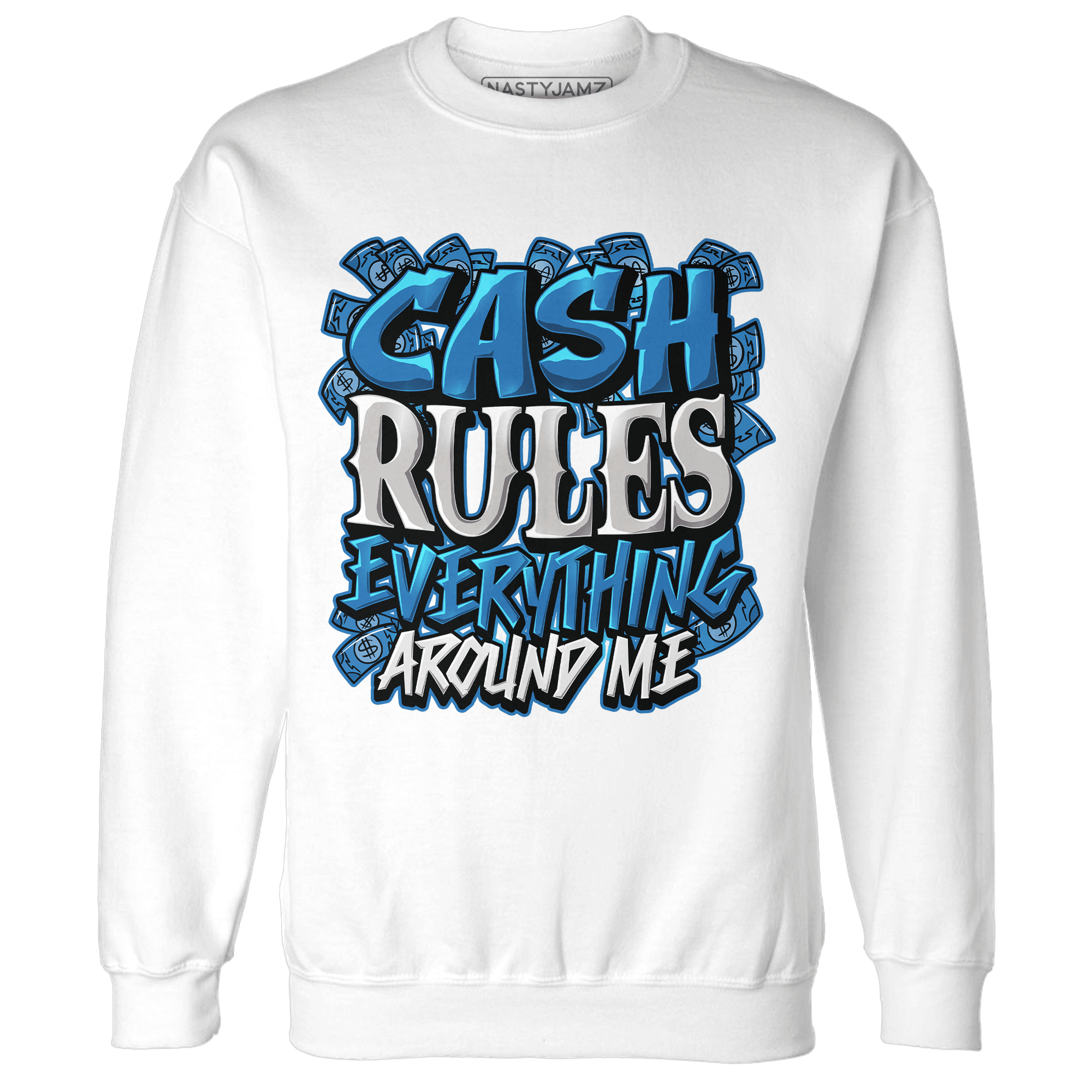 Industrial Blue 4s Sweatshirt Match Cash Rule E A M - NastyJamz