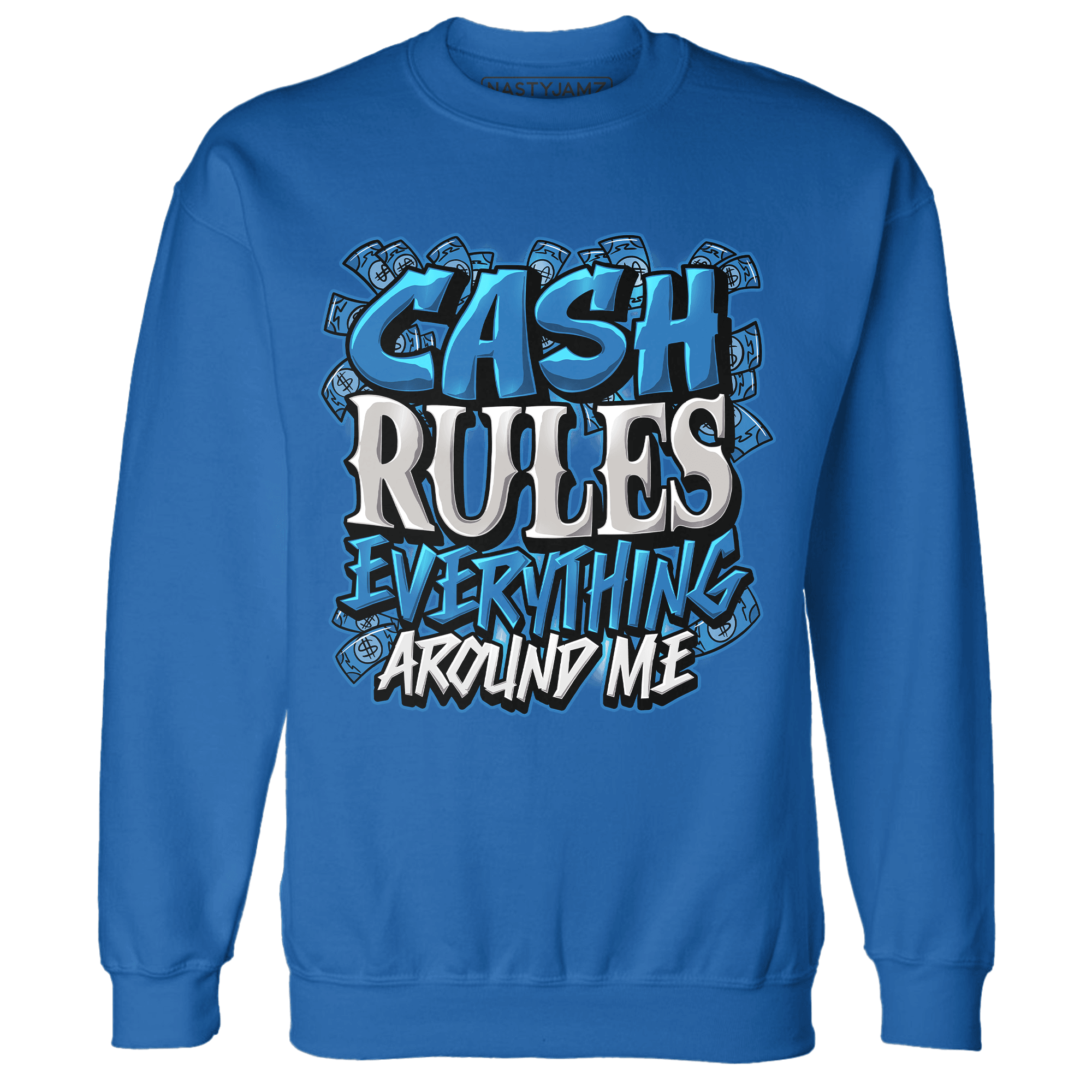 Industrial Blue 4s Sweatshirt Match Cash Rule E A M - NastyJamz