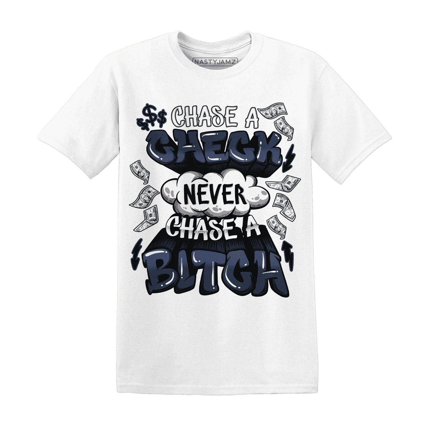 White-Navy-6s-T-Shirt-Match-Chase-A-Check