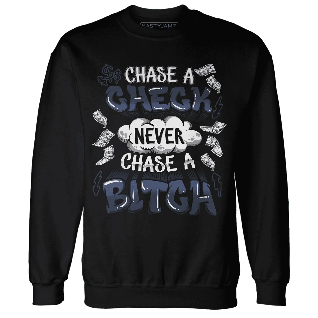 White-Navy-6s-Sweatshirt-Match-Chase-A-Check