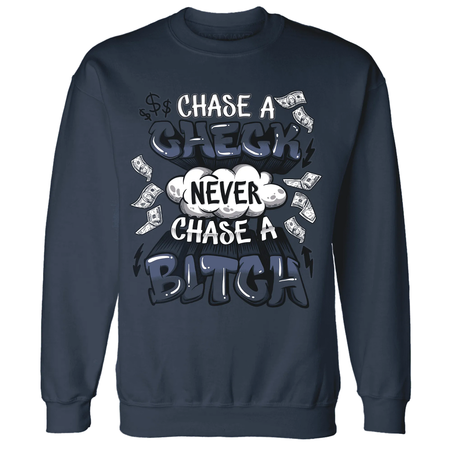 White-Navy-6s-Sweatshirt-Match-Chase-A-Check
