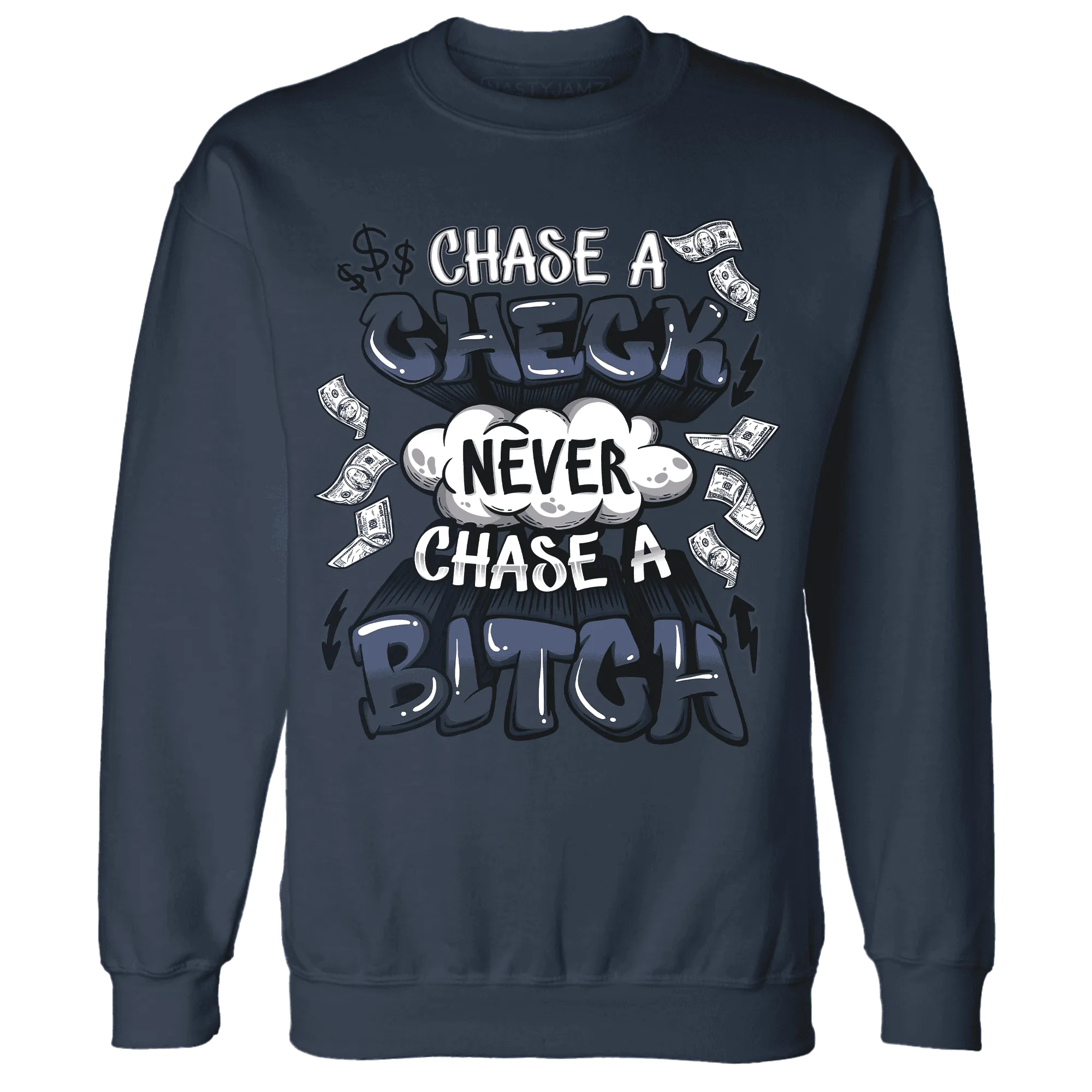 White-Navy-6s-Sweatshirt-Match-Chase-A-Check