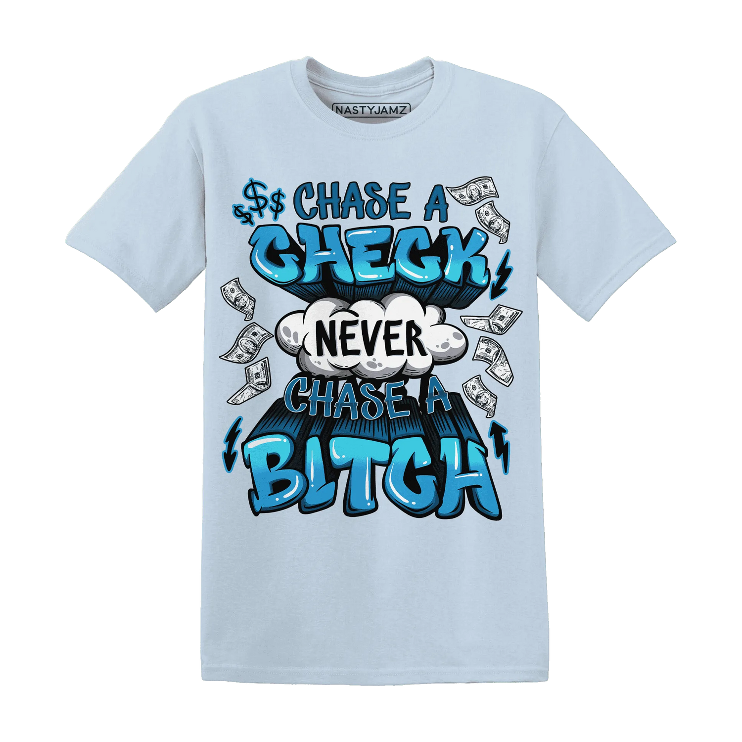 Powder-Blue-9s-T-Shirt-Match-Chase-A-Check