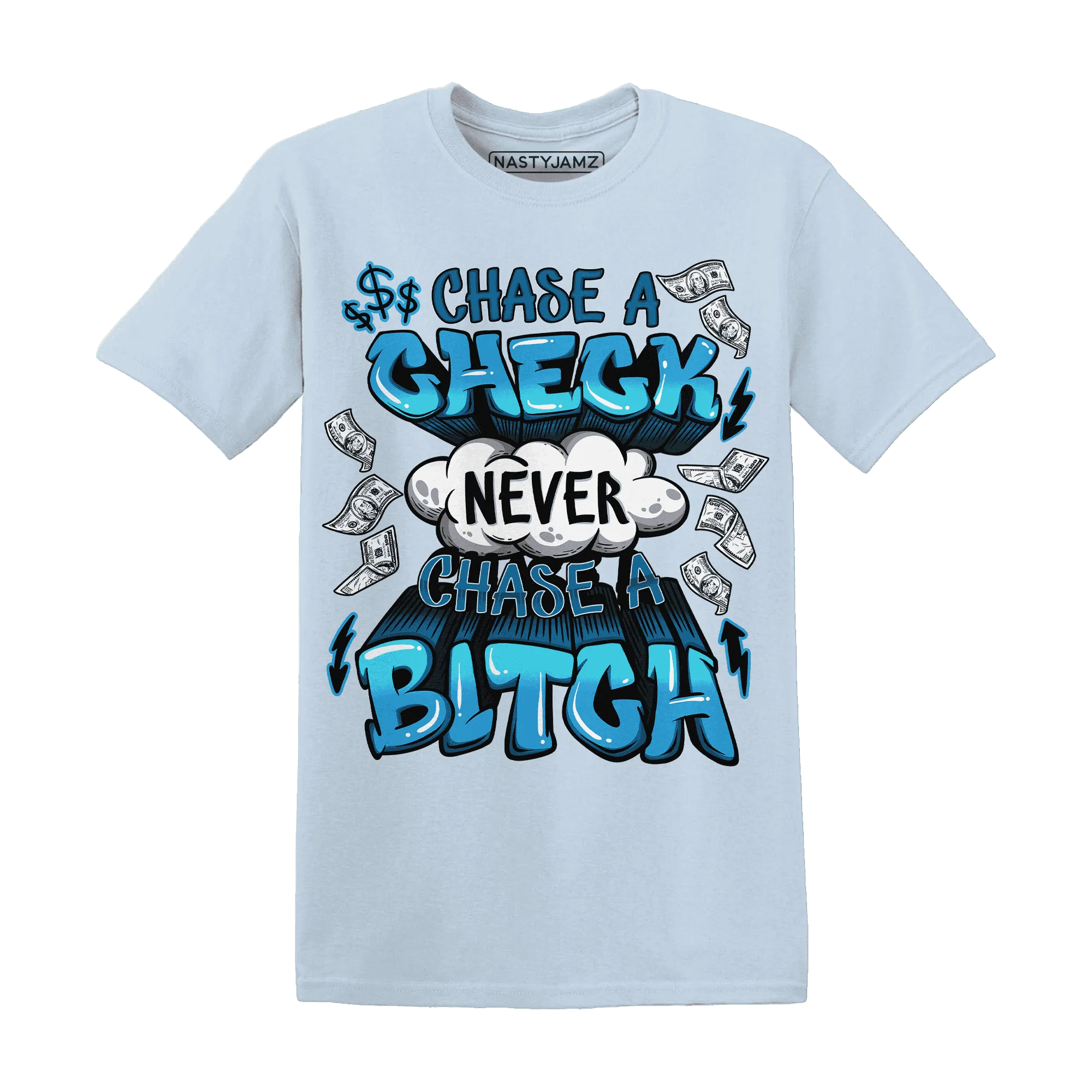 Powder-Blue-9s-T-Shirt-Match-Chase-A-Check