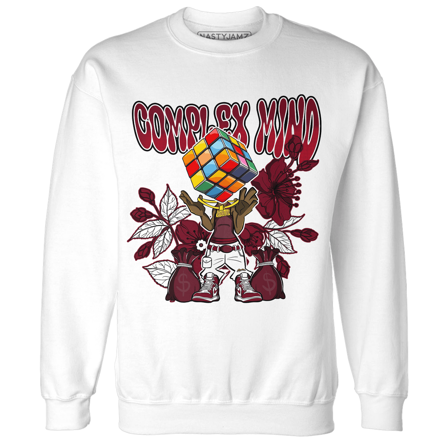 High White Team Red 1s Sweatshirt Match Complex Mind - NastyJamz