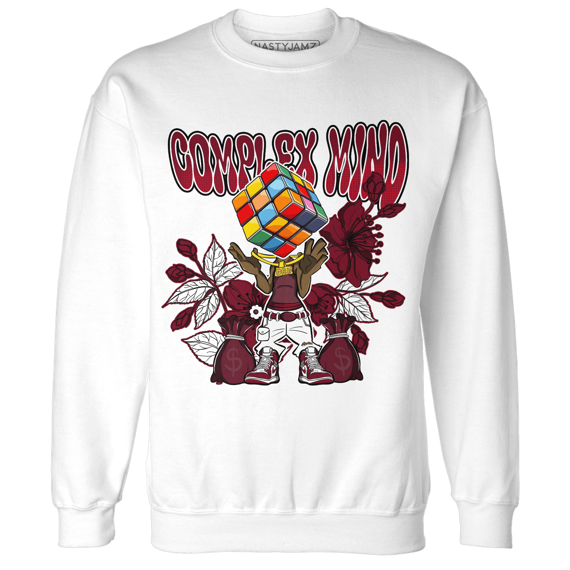 High White Team Red 1s Sweatshirt Match Complex Mind - NastyJamz