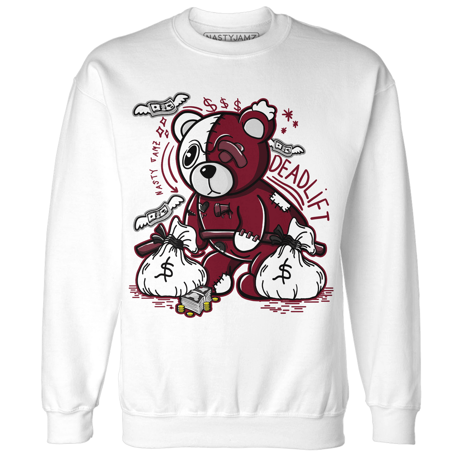 High White Team Red 1s Sweatshirt Match Deadlift BER - NastyJamz