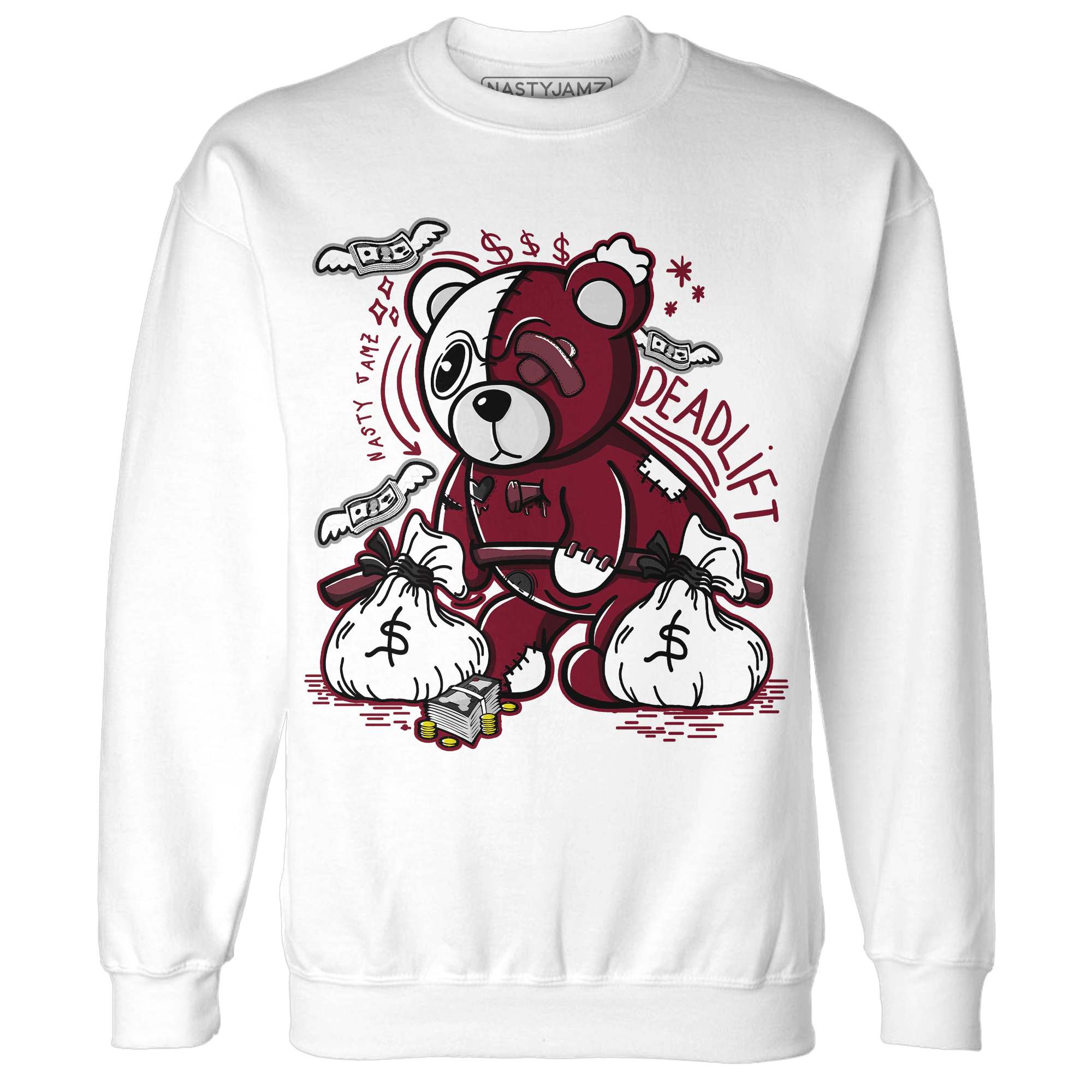 High White Team Red 1s Sweatshirt Match Deadlift BER - NastyJamz